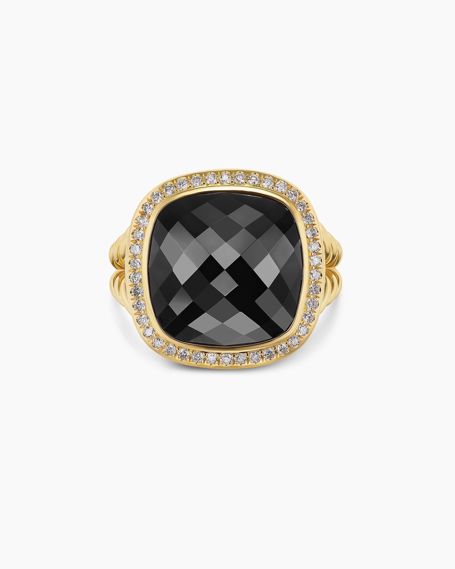Albion Ring in 18K Yellow Gold with Black Onyx and Diamonds, 15mm - Image 4