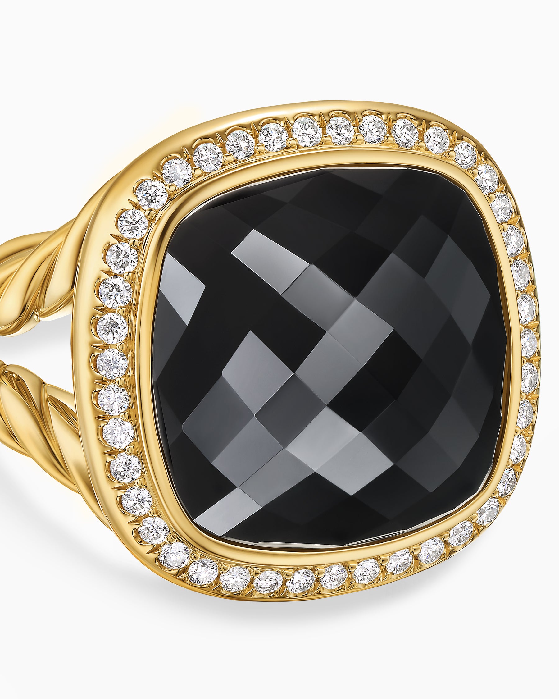 Albion Ring in 18K Yellow Gold with Black Onyx and Diamonds, 15mm - Image 5
