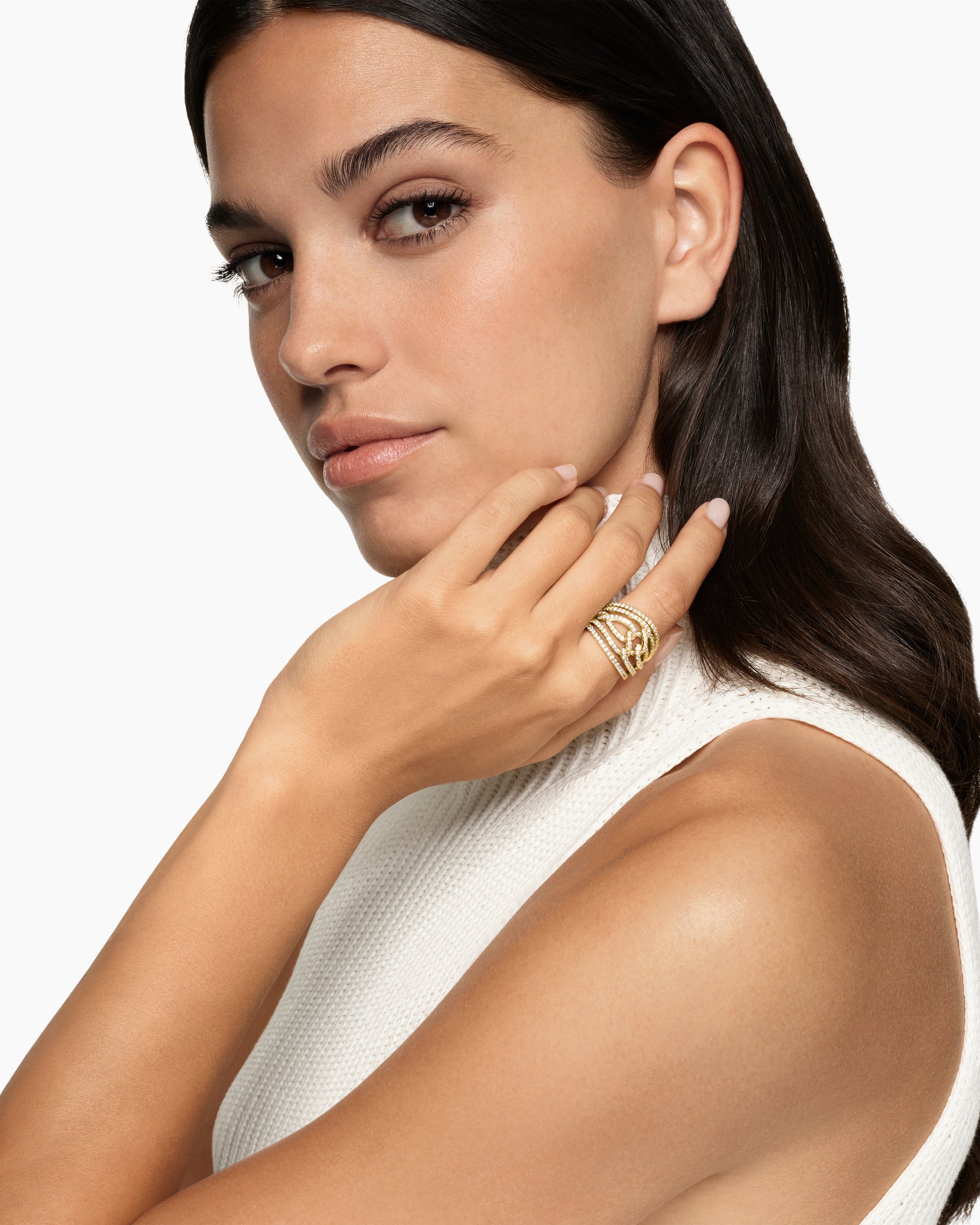 Wisteria Dome Ring in 18K Yellow Gold with Diamonds, 19.3mm - Image 2