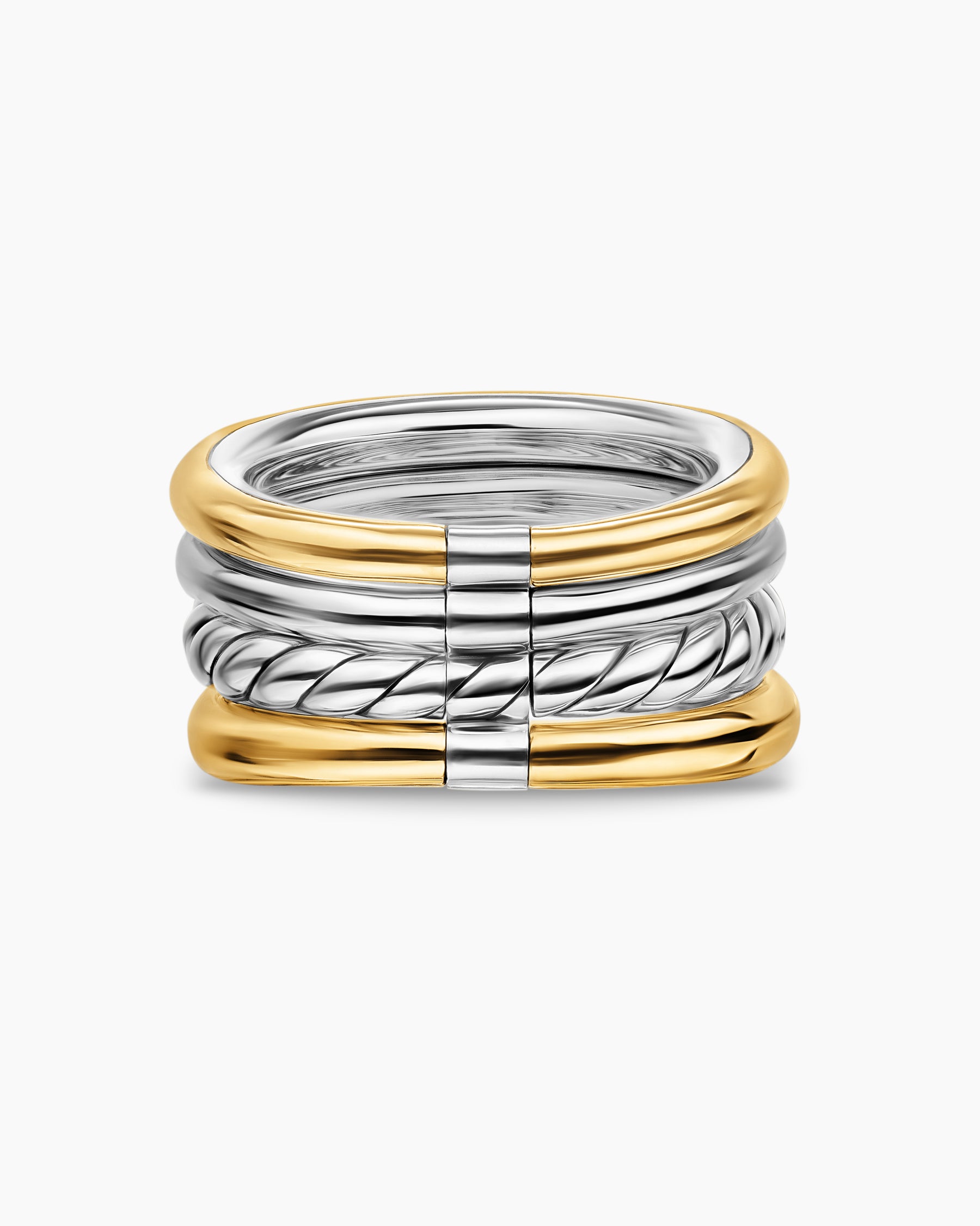 DY Mercer Color Four Row Stone Ring in Sterling Silver with 18K Yellow Gold, Sky Blue Topaz and Diamonds, 14mm - Image 6