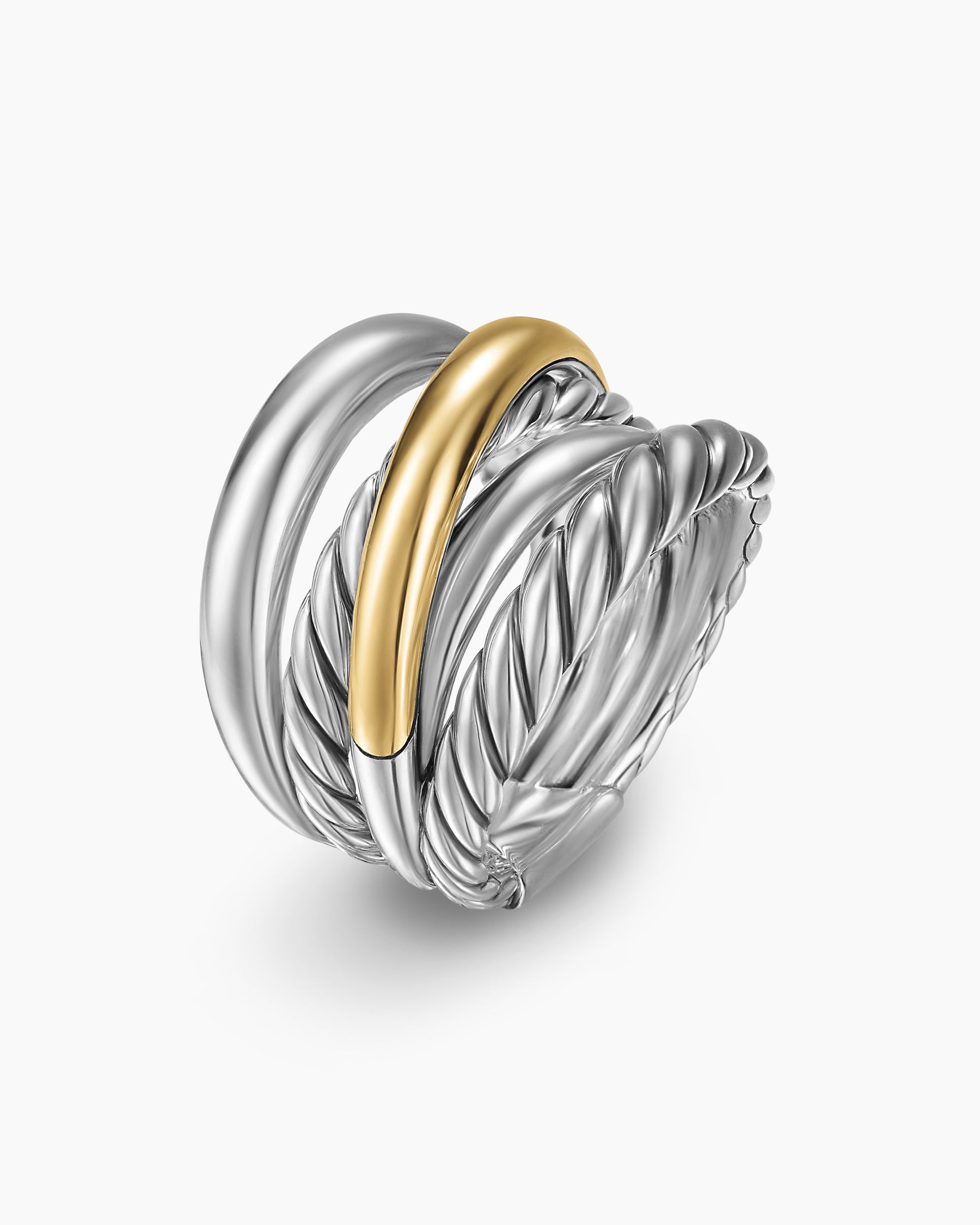 Crossover Five Row Ring in Sterling Silver with 14K Yellow Gold, 17.5mm - Image 3