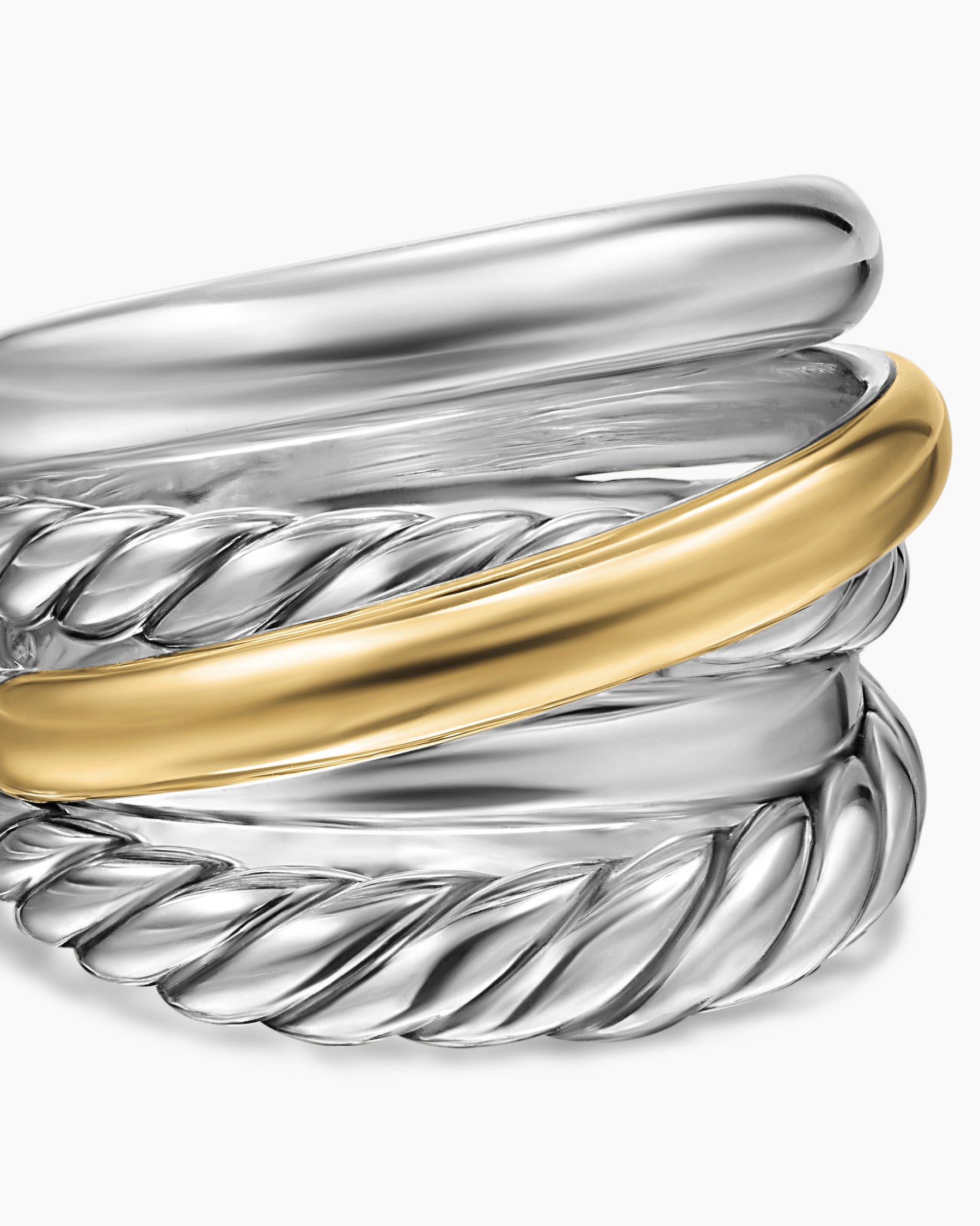 Crossover Five Row Ring in Sterling Silver with 14K Yellow Gold, 17.5mm - Image 5