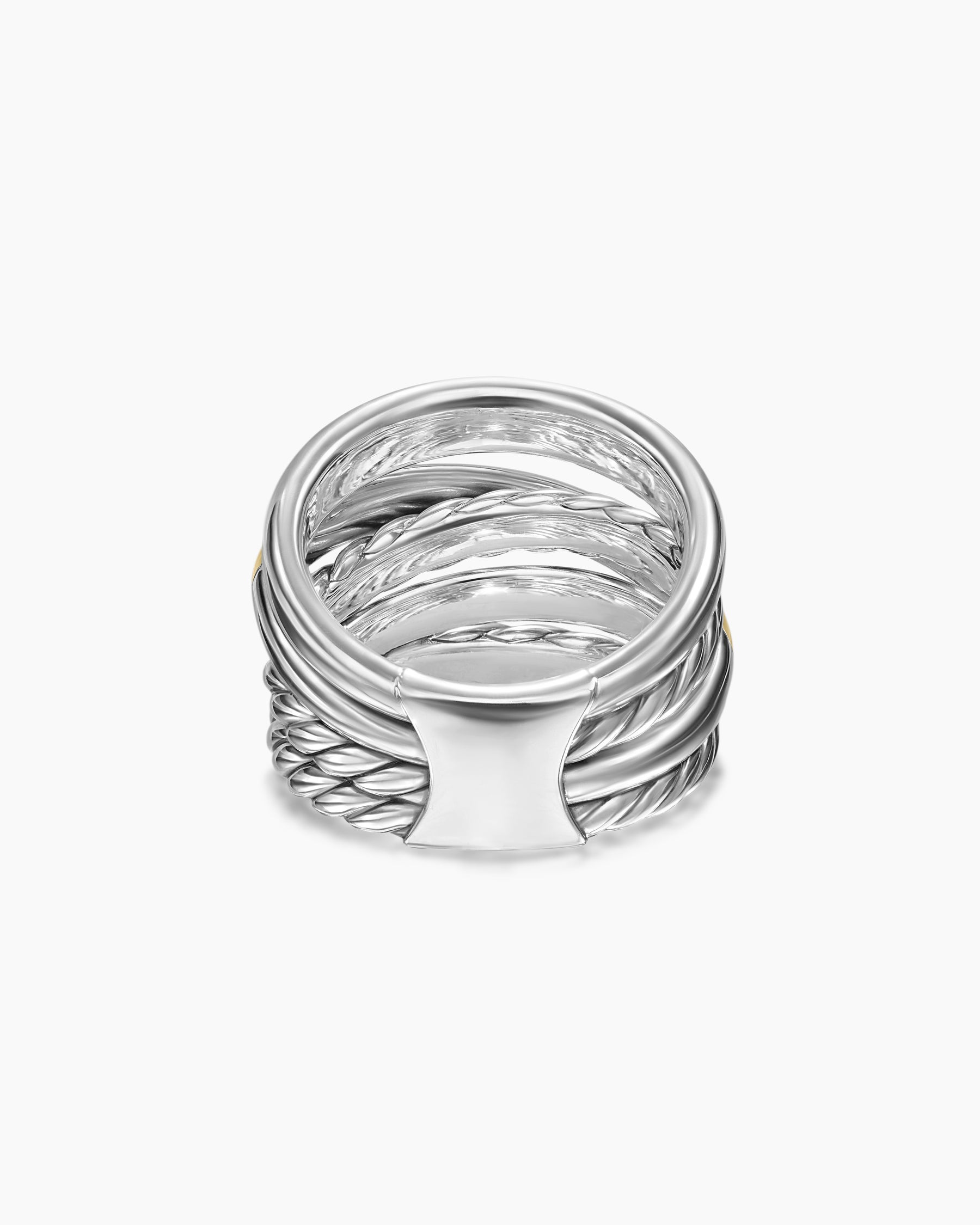 Crossover Five Row Ring in Sterling Silver with 14K Yellow Gold, 17.5mm - Image 6
