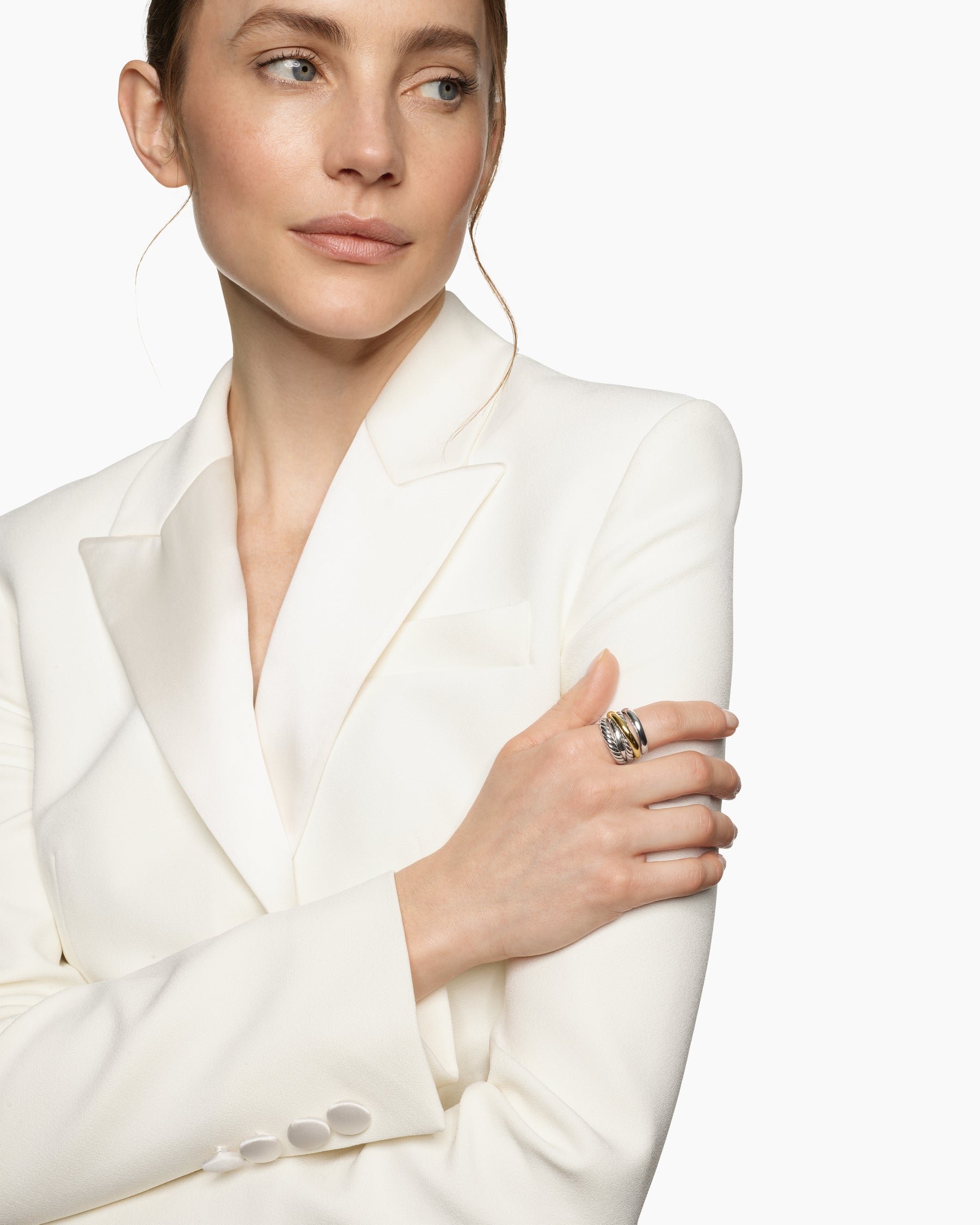 Crossover Five Row Ring in Sterling Silver with 14K Yellow Gold, 17.5mm - Image 2