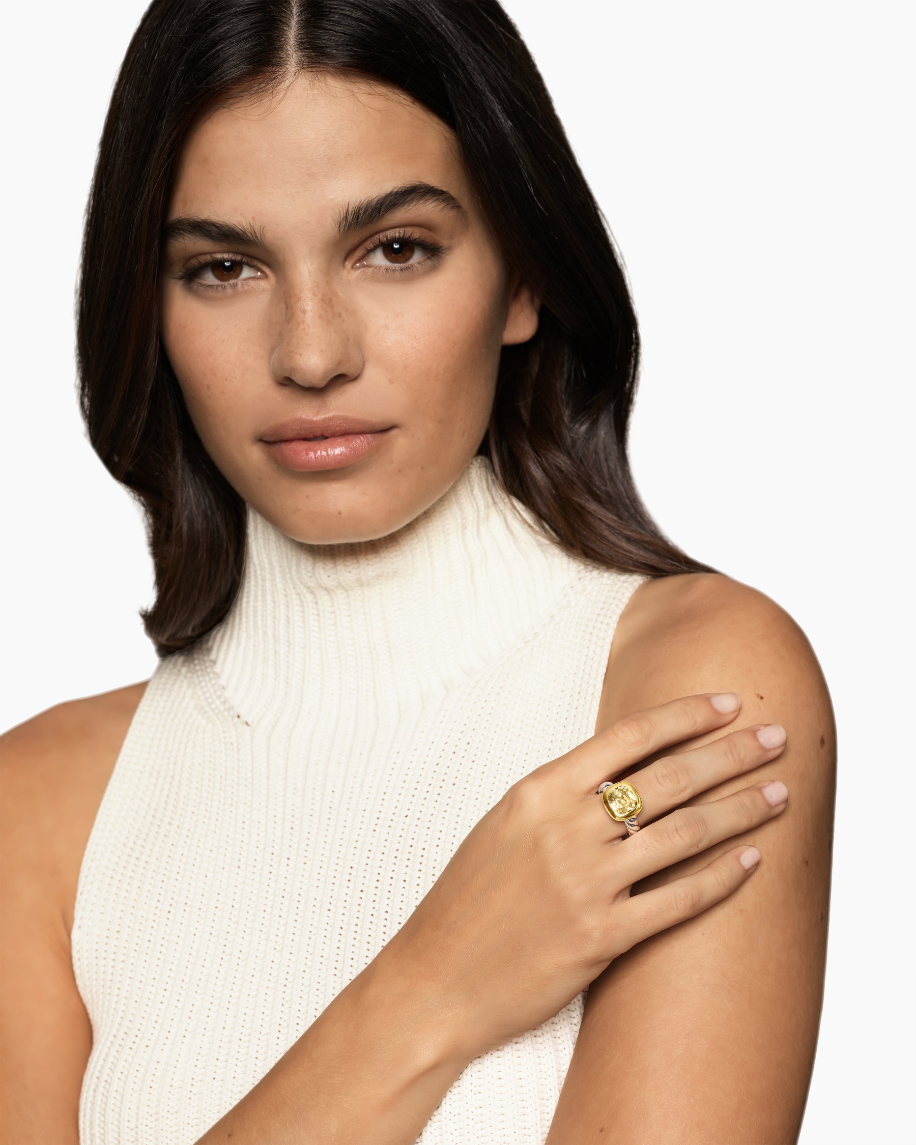 DY Mercer Color Stone Ring in Sterling Silver with 18K Yellow Gold and Champagne Citrine, 10mm - Image 2