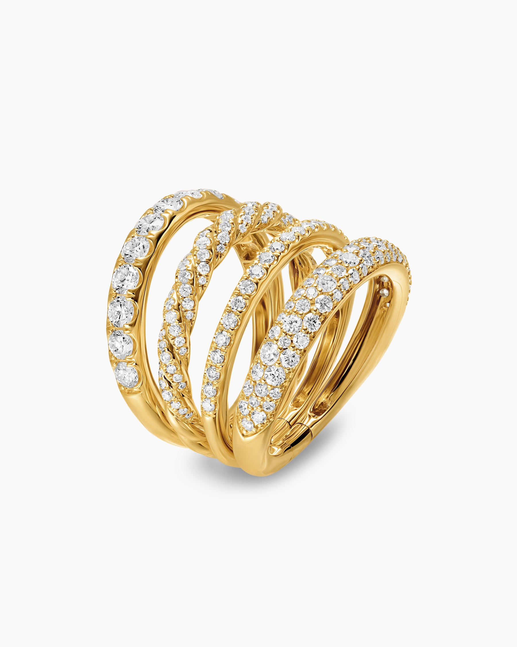 DY Mercer Pavé Multi Row Ring in 18K Yellow Gold with Diamonds, 12.6mm - Image 2