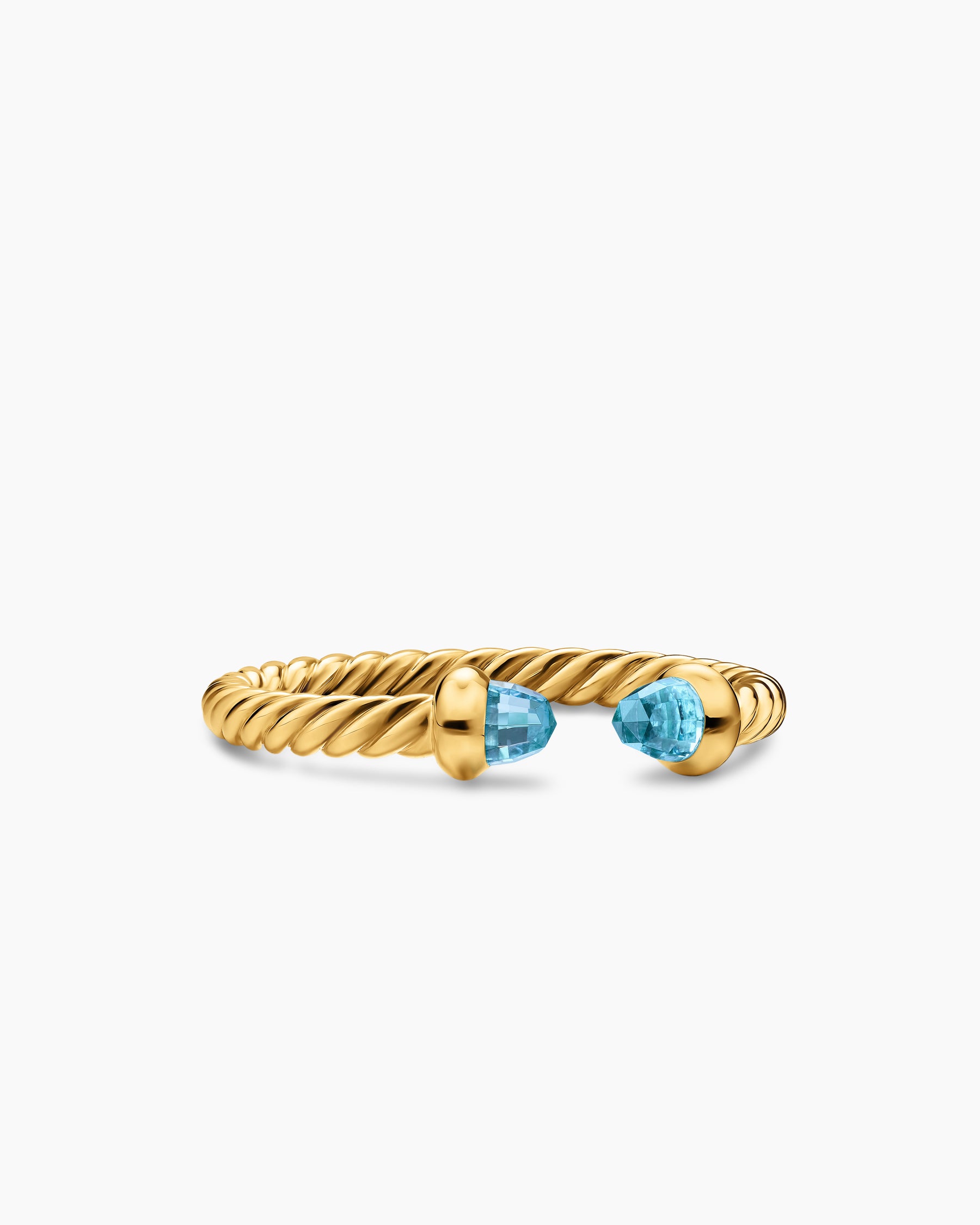 Micro Cablespira Flex Open Ring in 18K Yellow Gold with Blue Topaz, 2.5mm