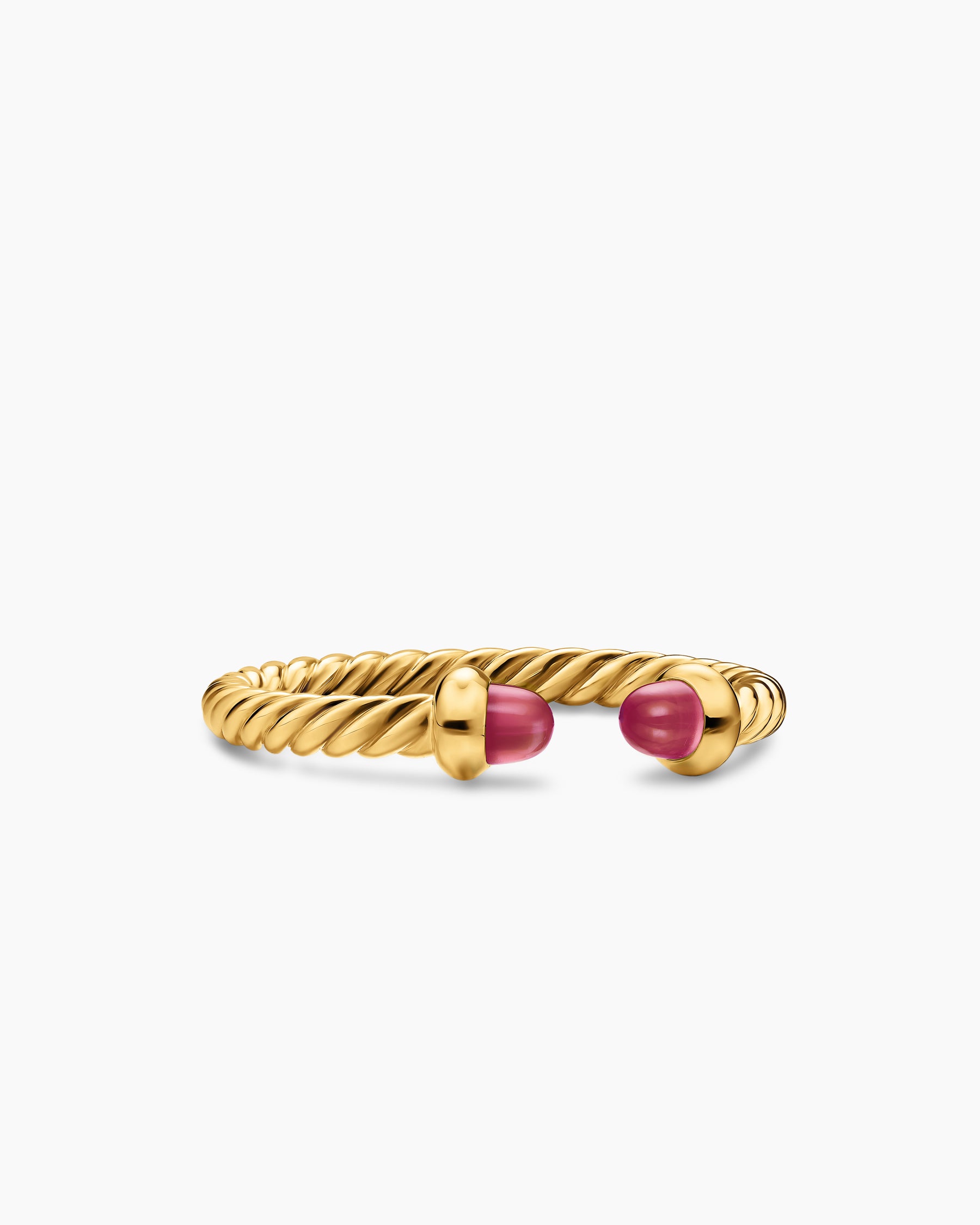 Micro Cablespira Flex Open Ring in 18K Yellow Gold with Rubies, 2.5mm