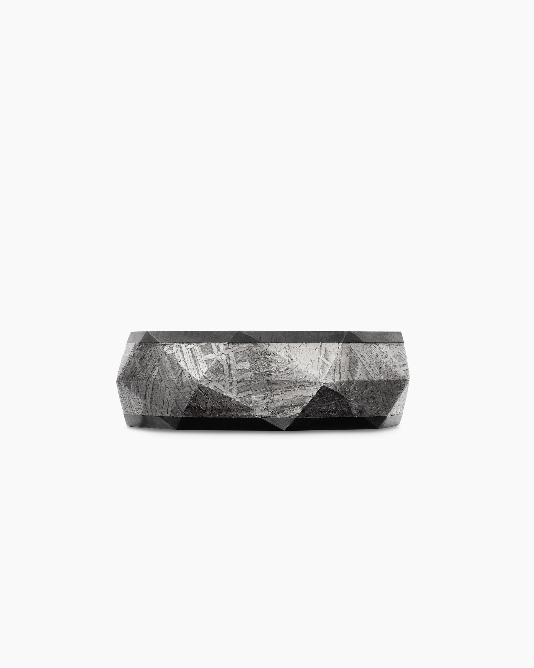 Torqued Faceted Band Ring in Black Titanium with Meteorite, 8.5mm - Image 4