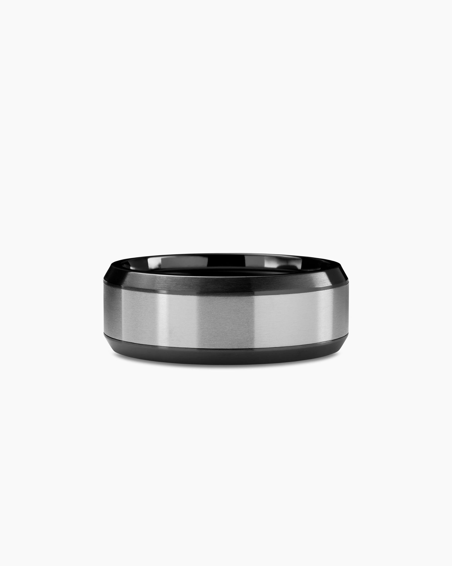 Beveled Band Ring in Black Titanium with Grey Titanium, 8.5mm