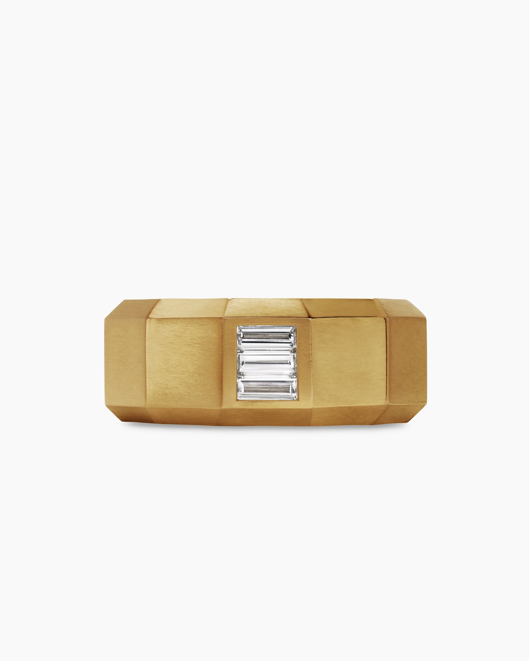 Faceted Band Ring in 18K Yellow Gold with Center Diamond, 10mm - Image 4