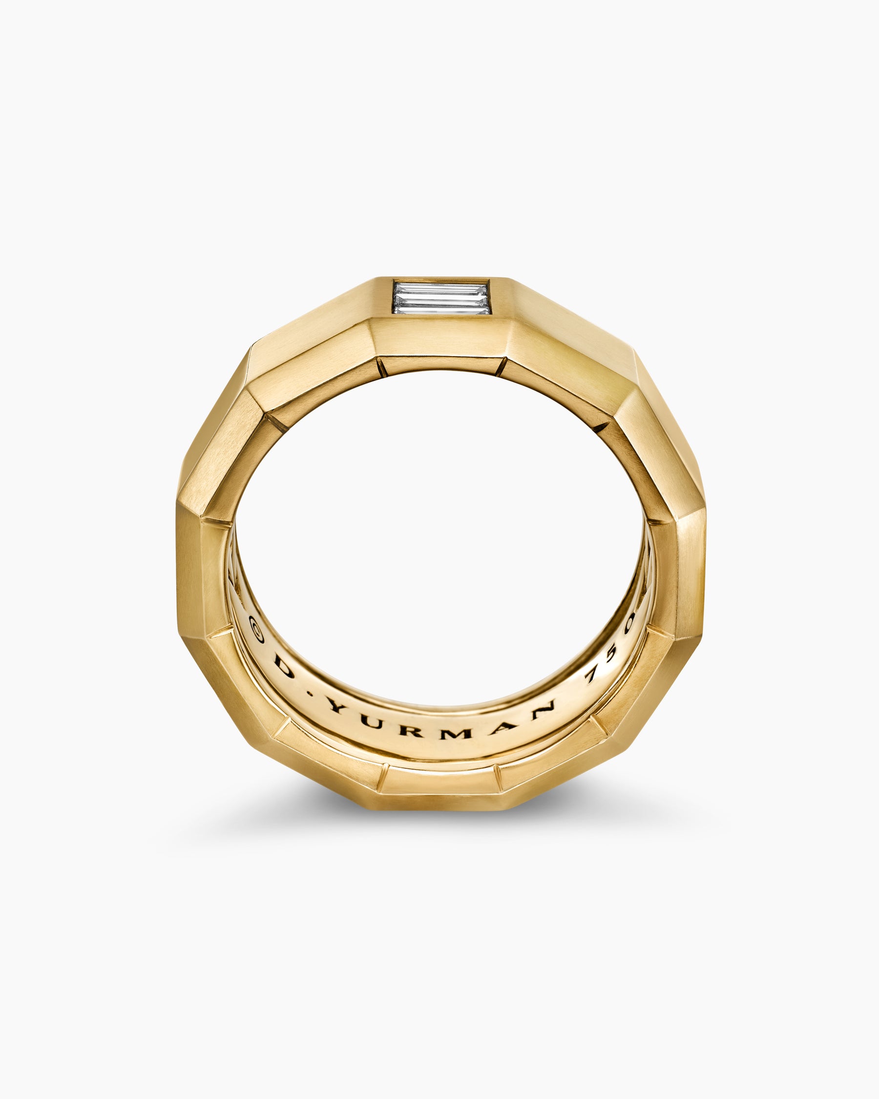 Faceted Band Ring in 18K Yellow Gold with Center Diamond, 10mm - Image 5