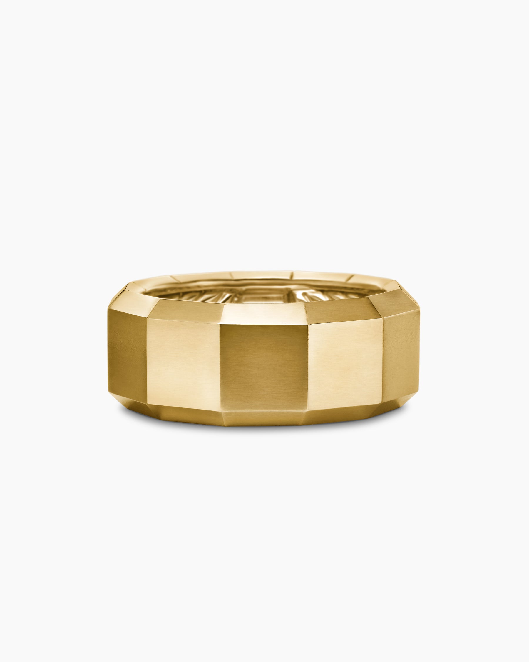 Faceted Band Ring in 18K Yellow Gold with Center Diamond, 10mm - Image 6