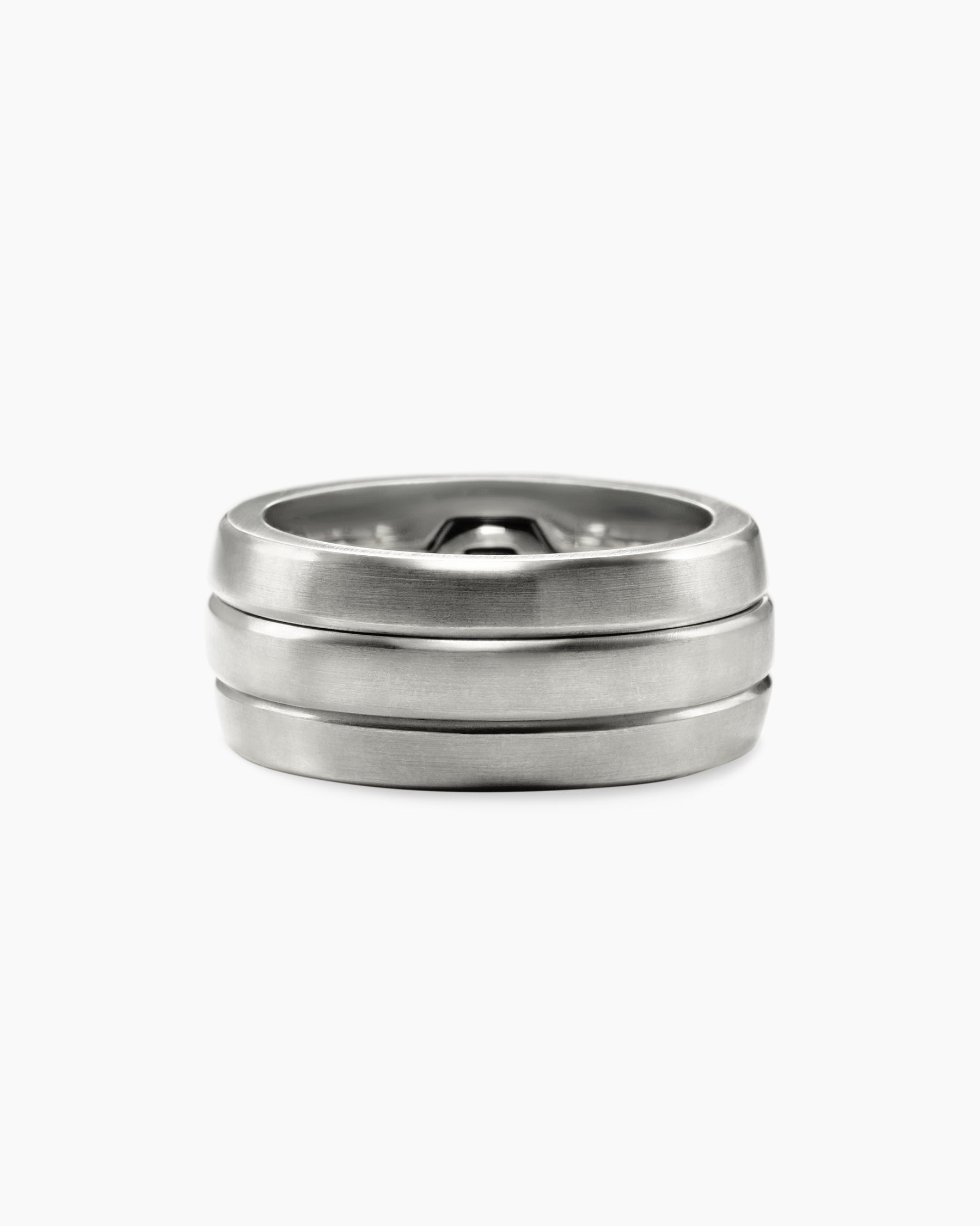 Nesting Band Ring in Platinum with Center Black Diamond, 10mm - Image 5