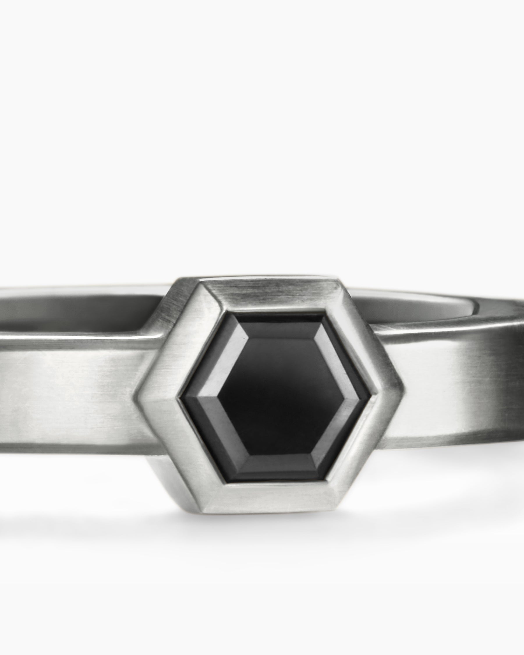 Nesting Band Ring in Platinum with Center Black Diamond, 10mm - Image 6