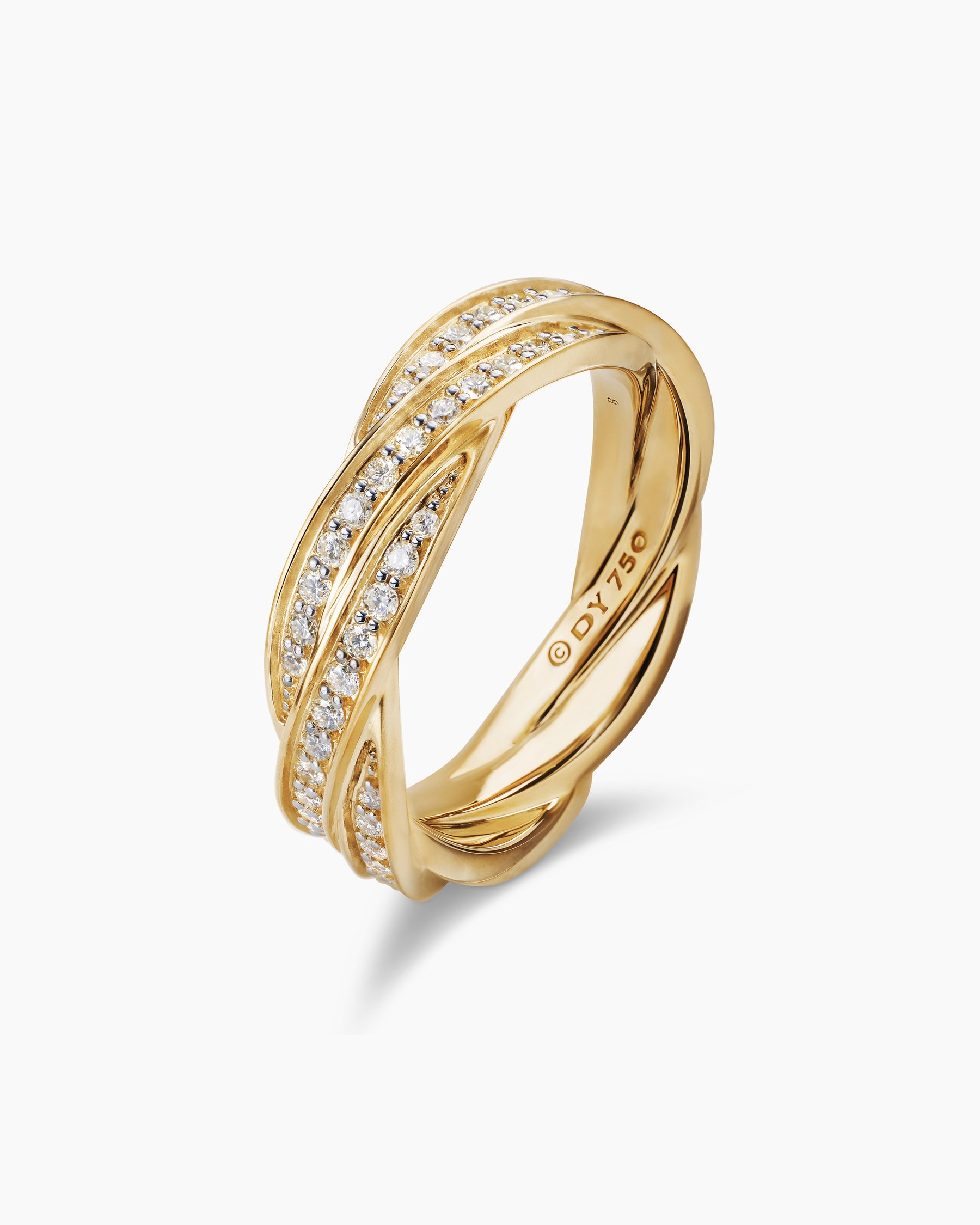 DY Helios Band Ring in 18K Yellow Gold with Diamonds, 6mm - Image 3
