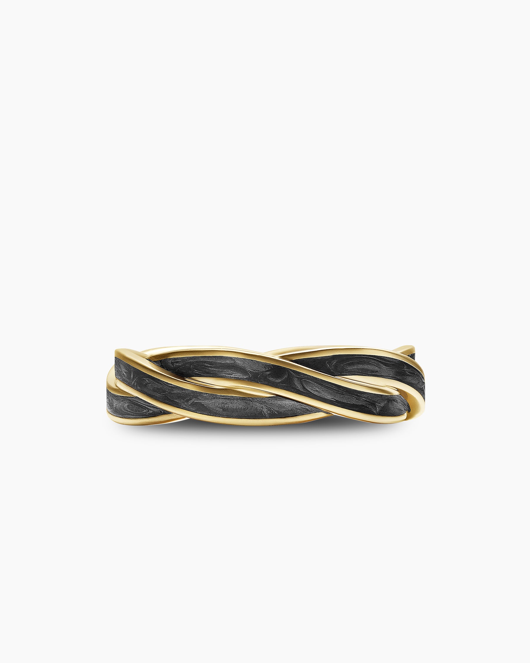 DY Helios Band Ring in 18K Yellow Gold with Forged Carbon, 6mm - Image 4