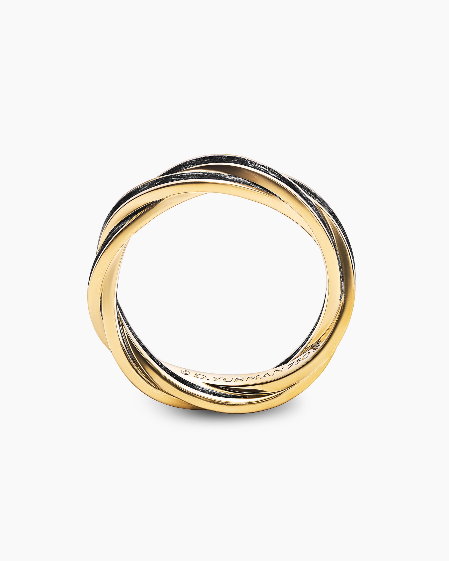 DY Helios Band Ring in 18K Yellow Gold with Forged Carbon, 6mm - Image 5