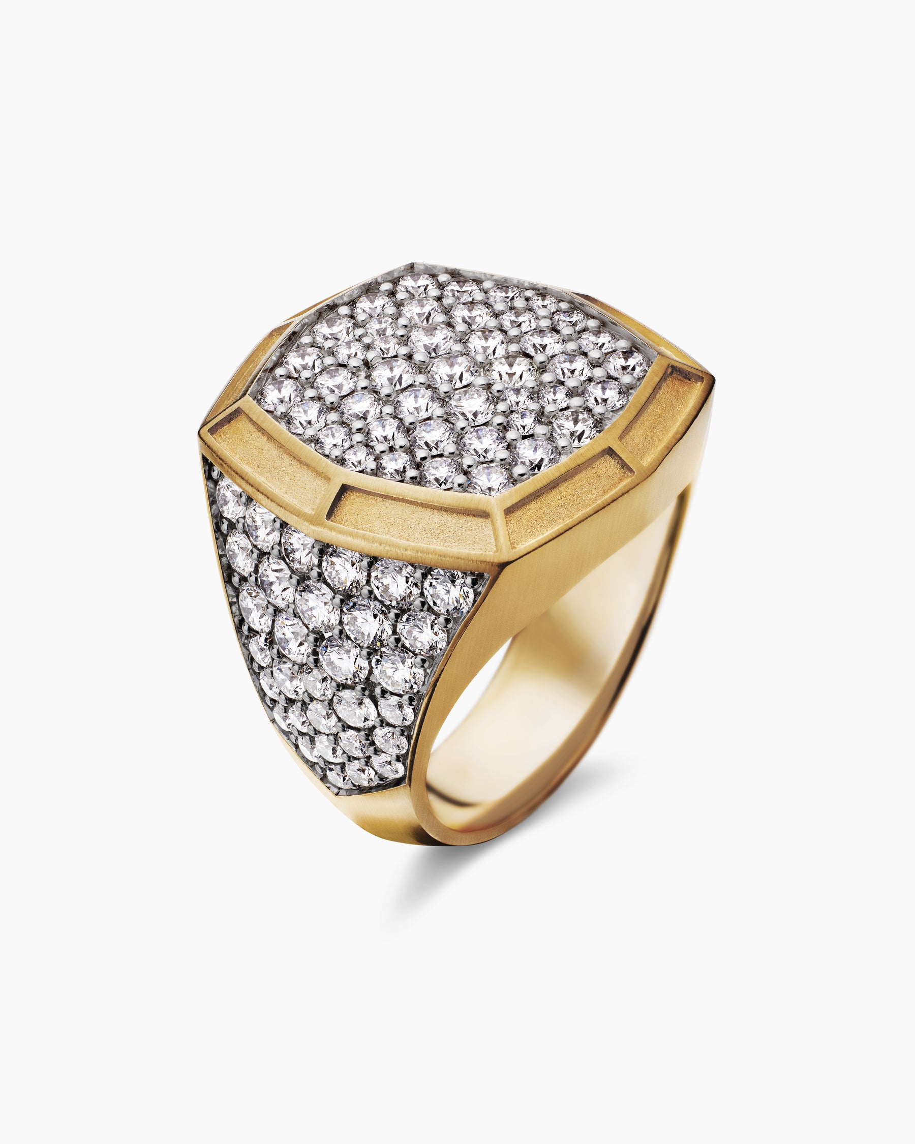 Streamline Bold Signet Ring in 18K Yellow Gold with Diamonds, 23.4mm - Image 3