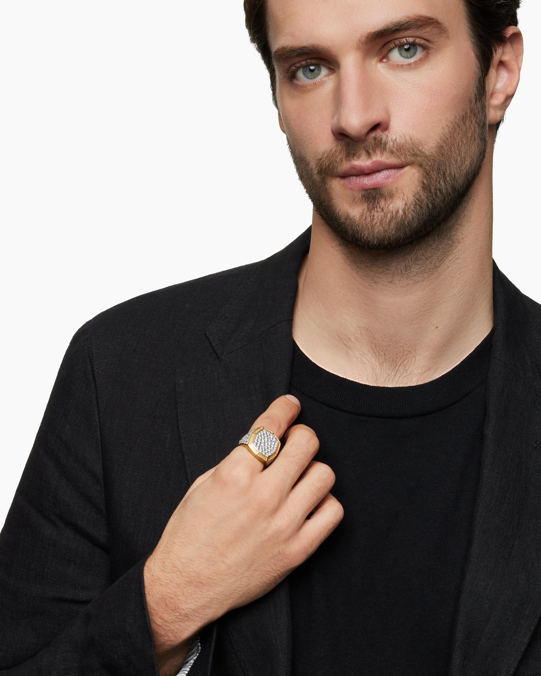Streamline Bold Signet Ring in 18K Yellow Gold with Diamonds, 23.4mm - Image 2