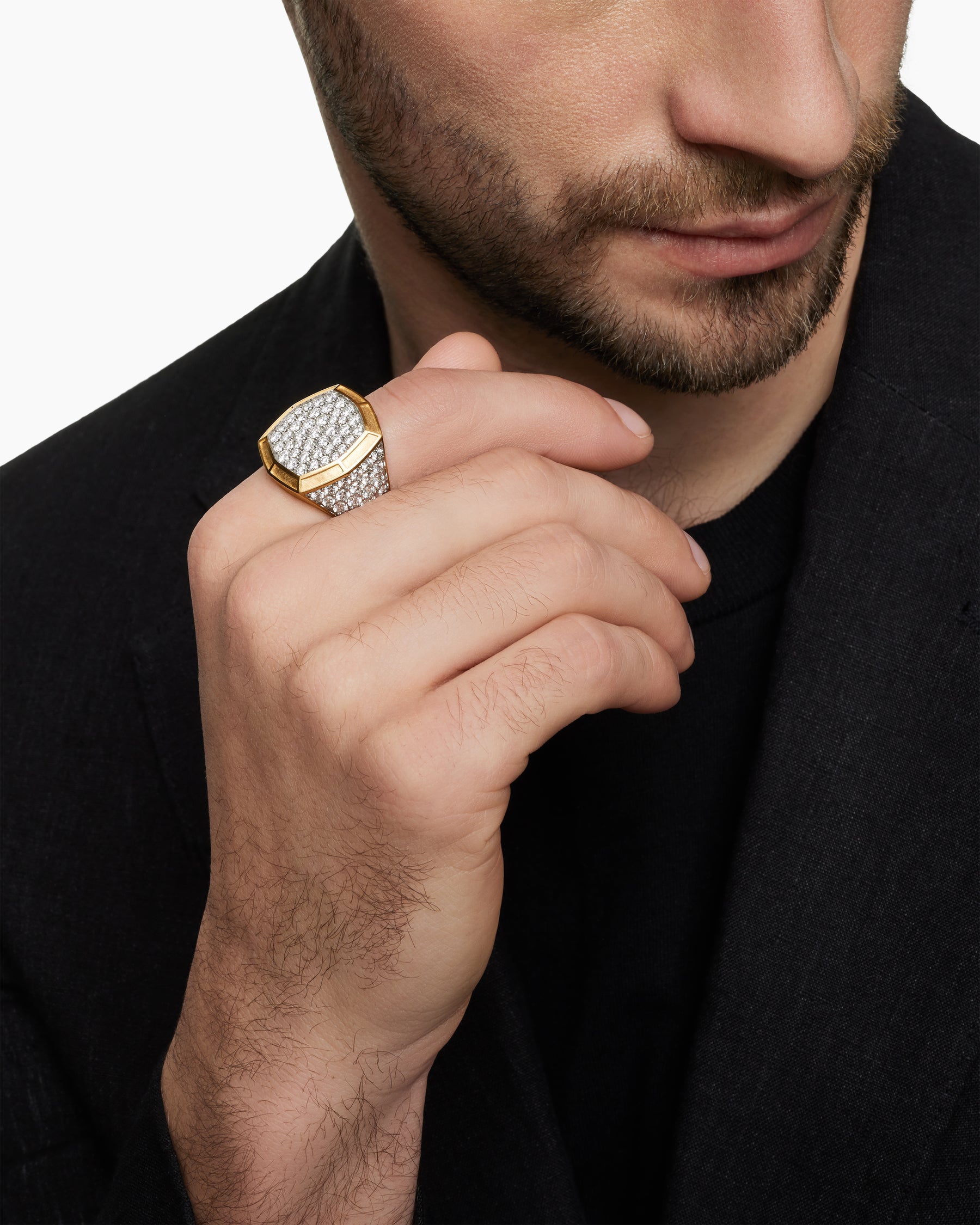 Streamline Bold Signet Ring in 18K Yellow Gold with Diamonds, 23.4mm - Image 7
