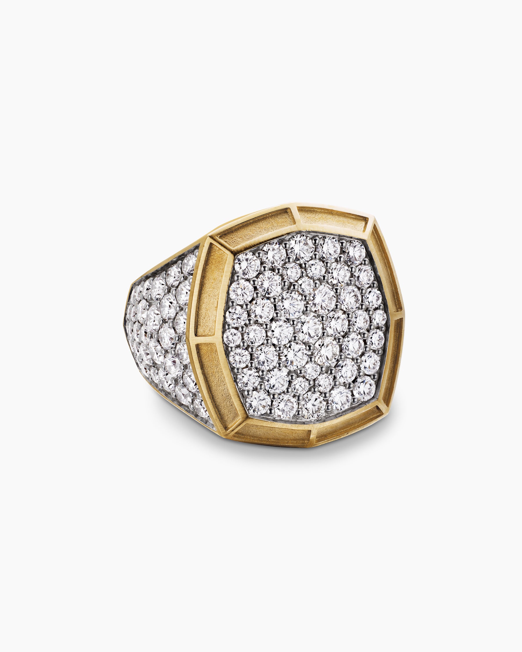 Streamline Bold Signet Ring in 18K Yellow Gold with Diamonds, 23.4mm