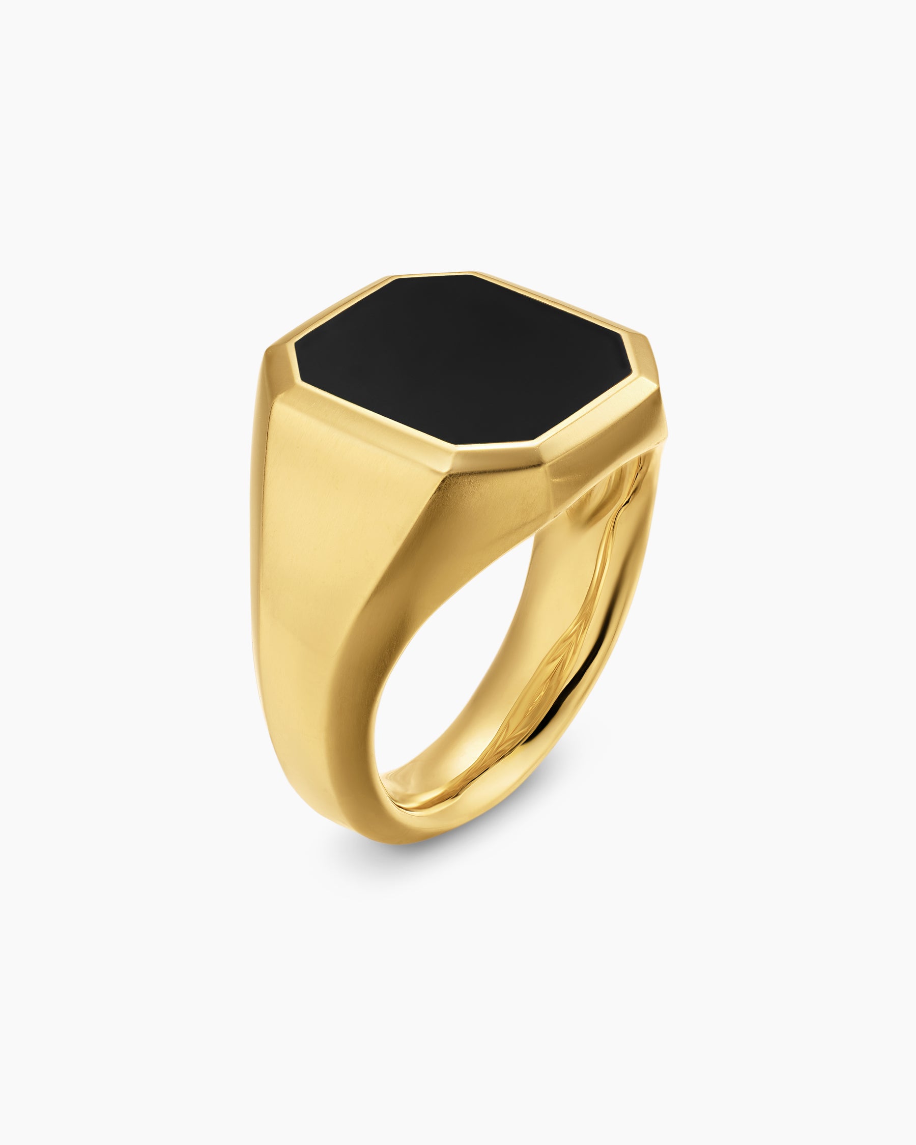 Streamline Signet Ring in 18K Yellow Gold with Black Onyx, 18mm - Image 3