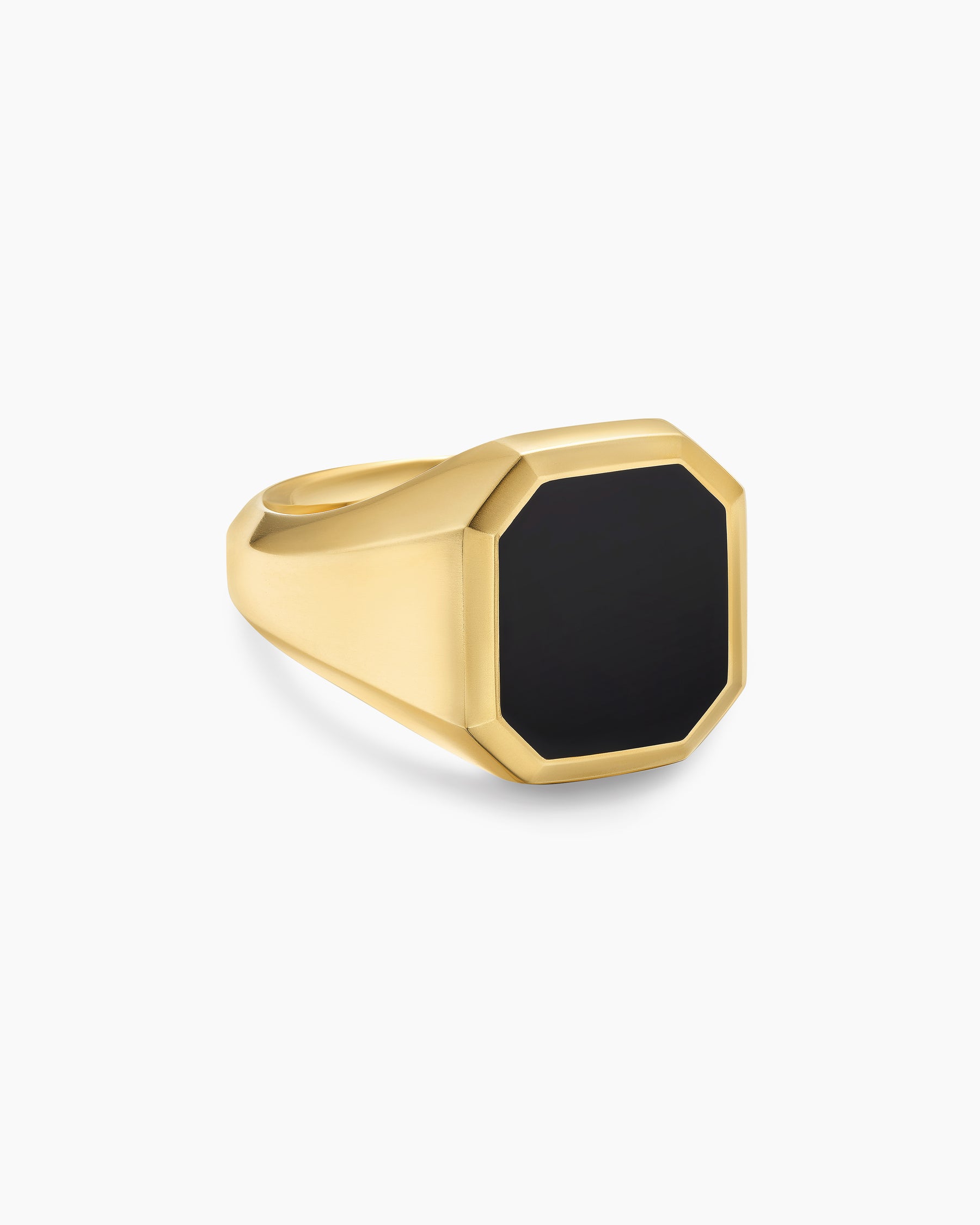 Streamline Signet Ring in 18K Yellow Gold with Black Onyx, 18mm