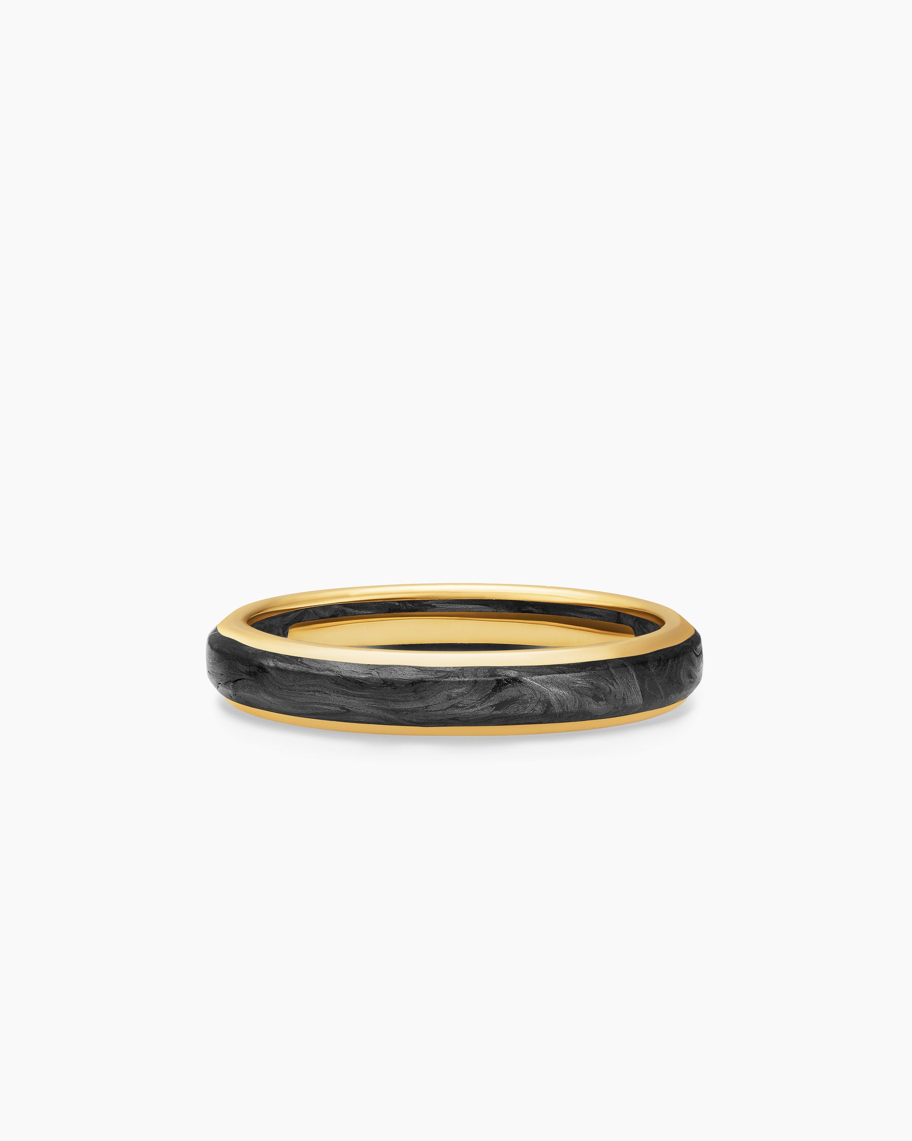 Streamline Band Ring in 18K Yellow Gold with Forged Carbon, 4mm