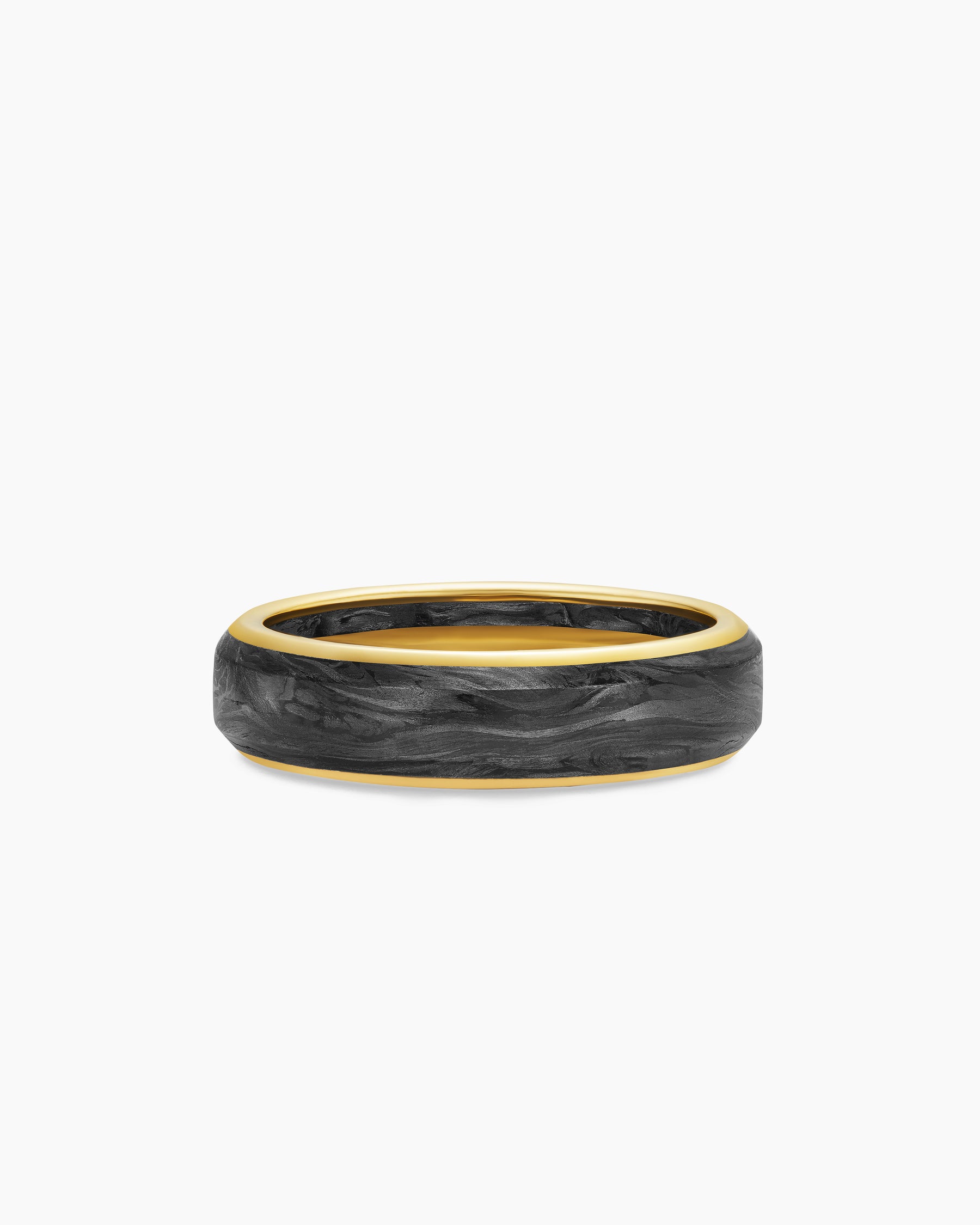 Streamline Band Ring in 18K Yellow Gold with Forged Carbon, 6mm