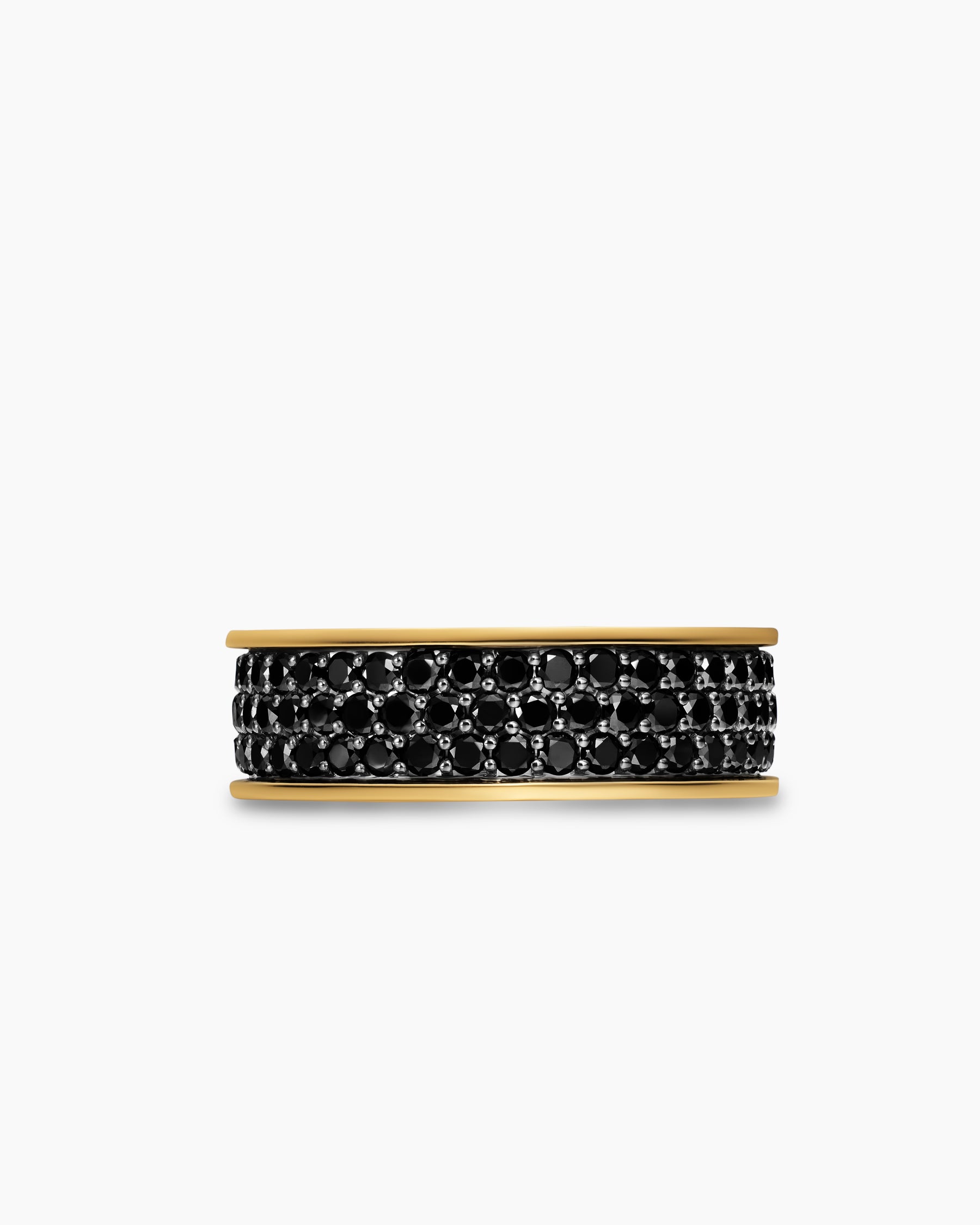 Streamline Band Ring in 18K Yellow Gold with Black Diamonds, 7.6mm - Image 4