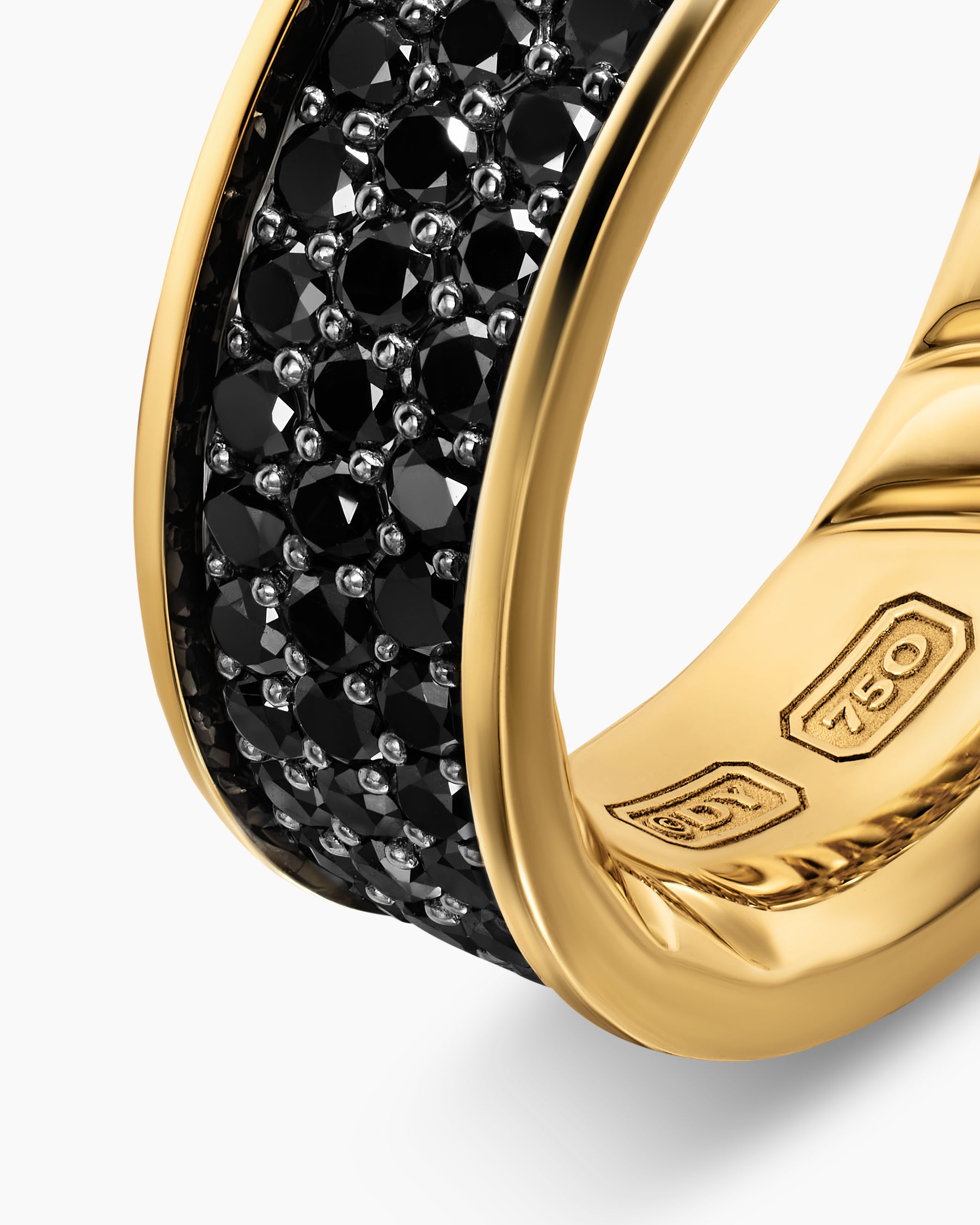 Streamline Band Ring in 18K Yellow Gold with Black Diamonds, 7.6mm - Image 5