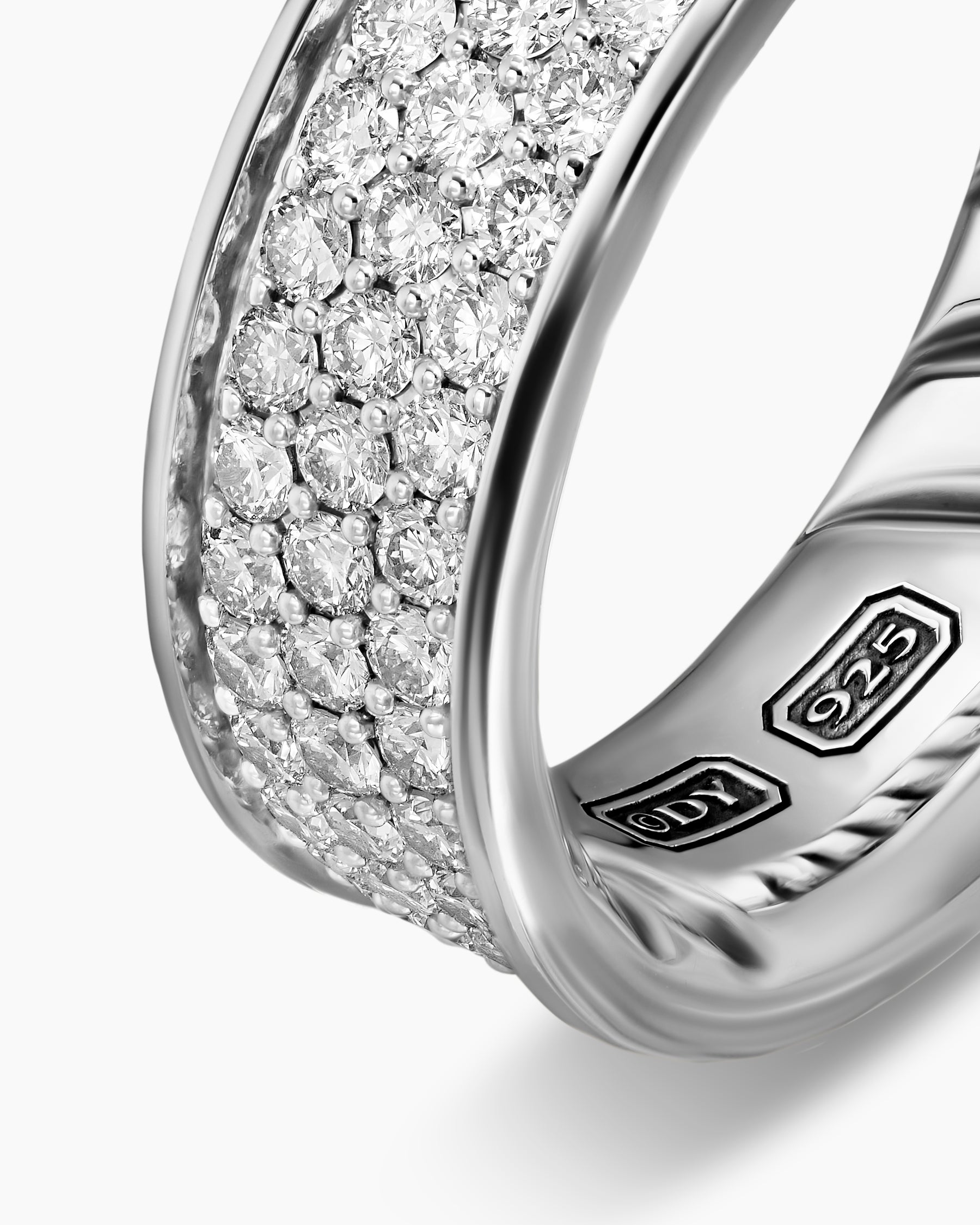 Streamline Band Ring in Sterling Silver with Diamonds, 7.6mm - Image 5