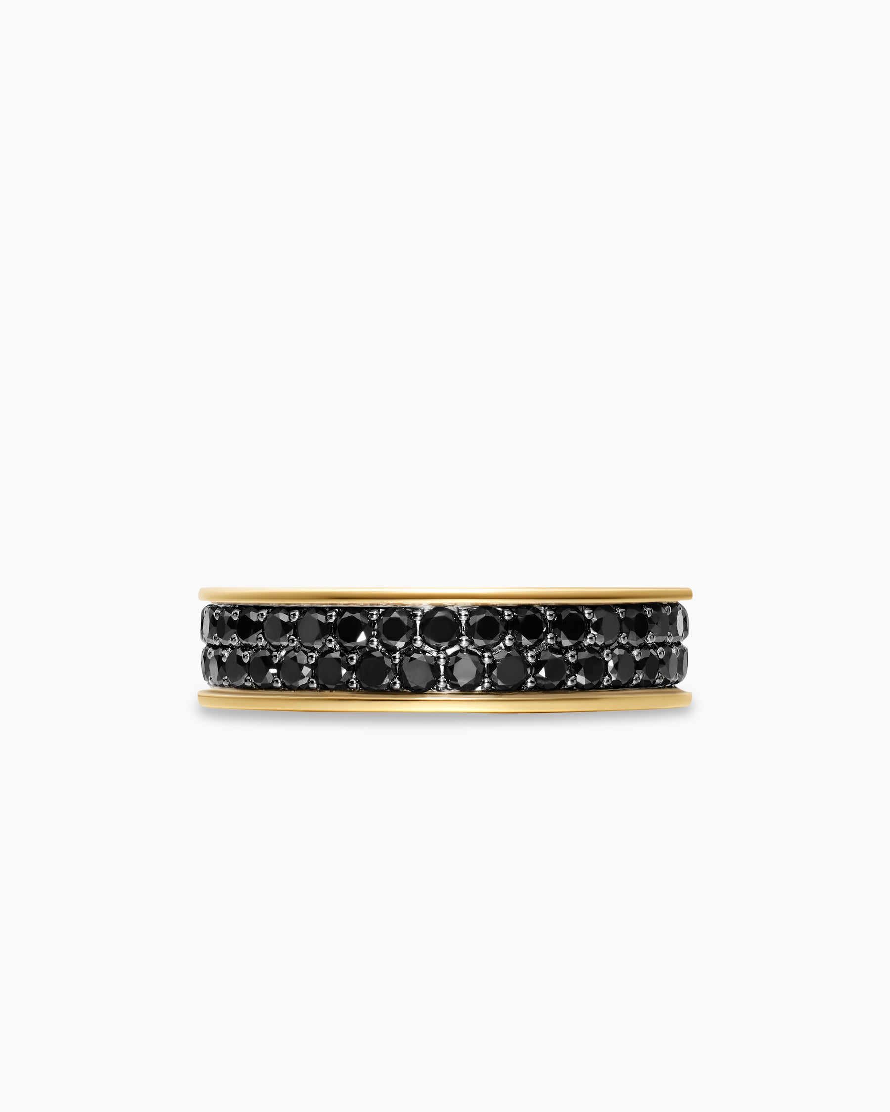 Streamline Band Ring in 18K Yellow Gold with Black Diamonds, 6.2mm - Image 3