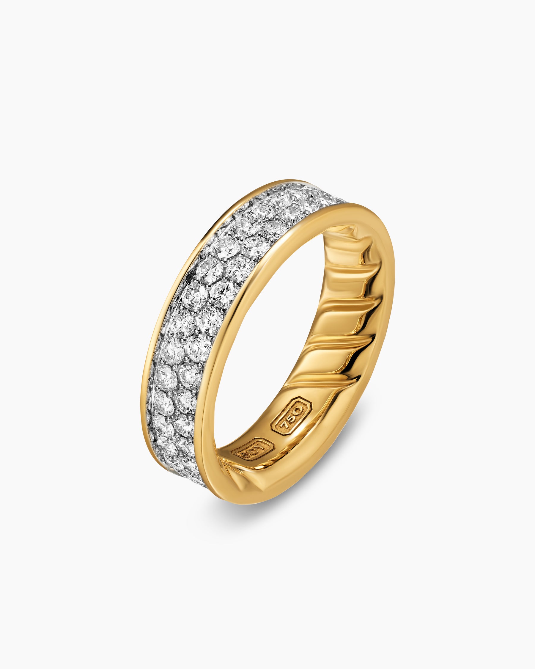 Streamline Band Ring in 18K Yellow Gold with Diamonds, 6.2mm - Image 3