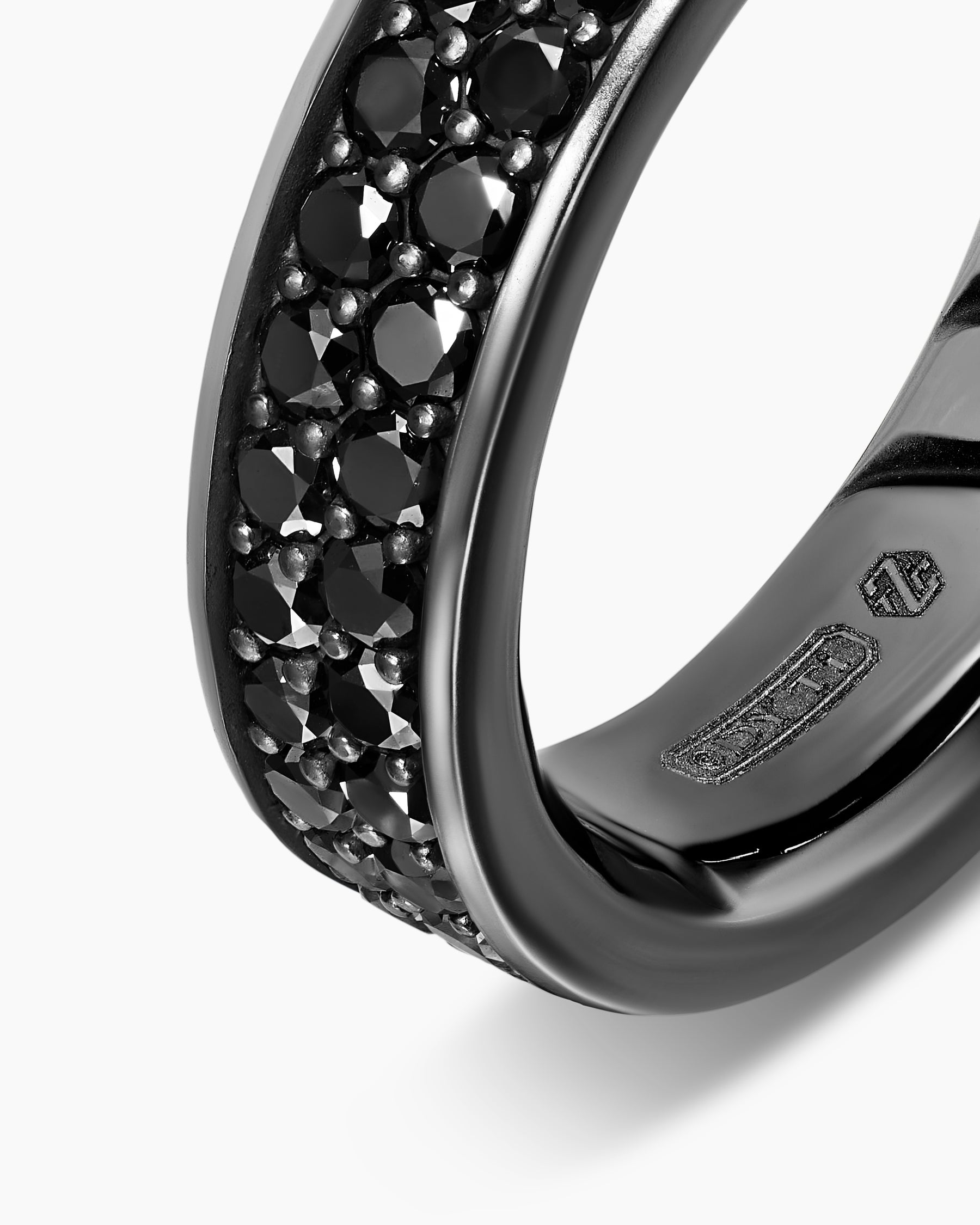Streamline Band Ring in Black Titanium with Black Diamonds, 6.2mm - Image 4