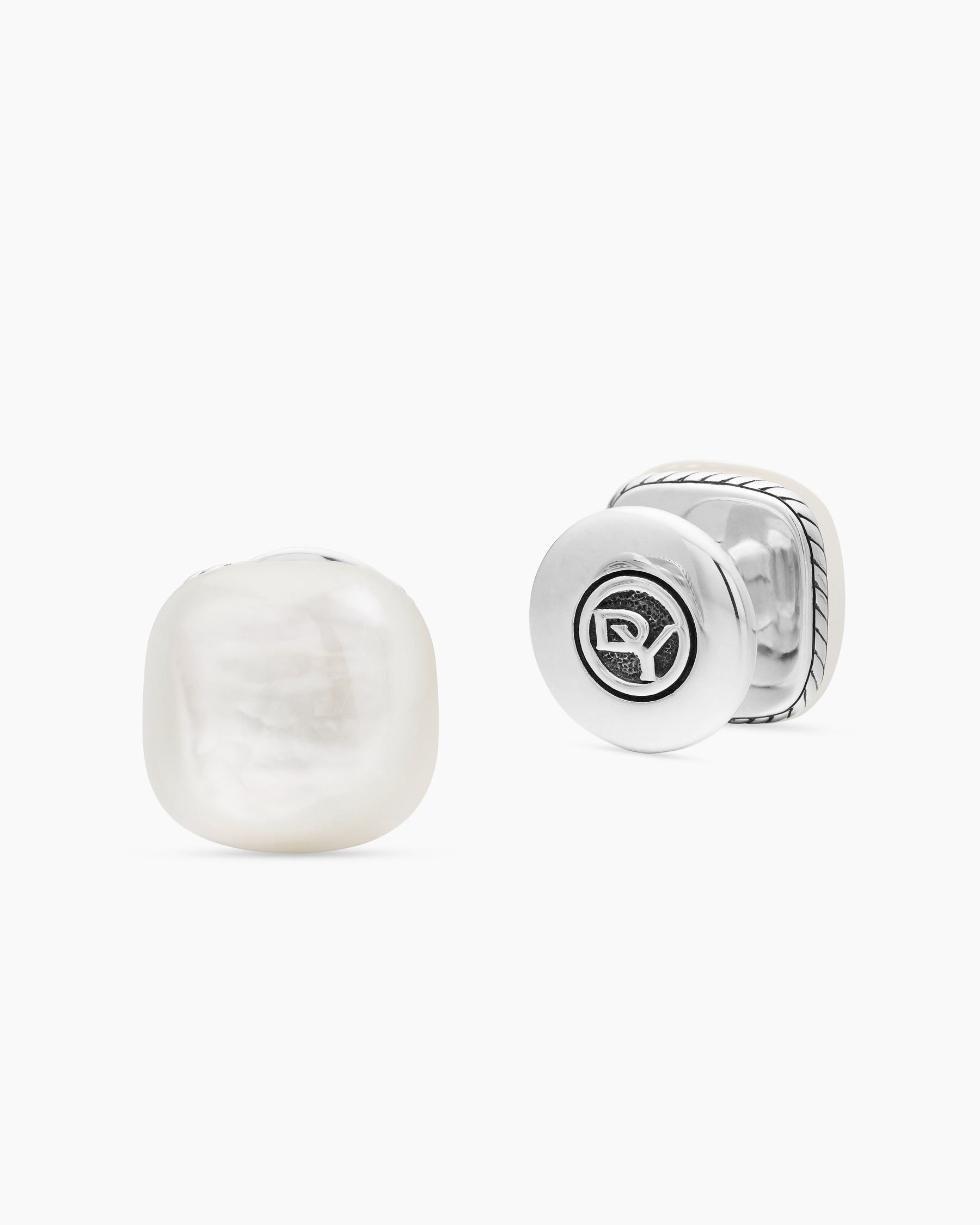 Streamline Cushion Tuxedo Studs in Sterling Silver with Mother of Pearl - Image 3