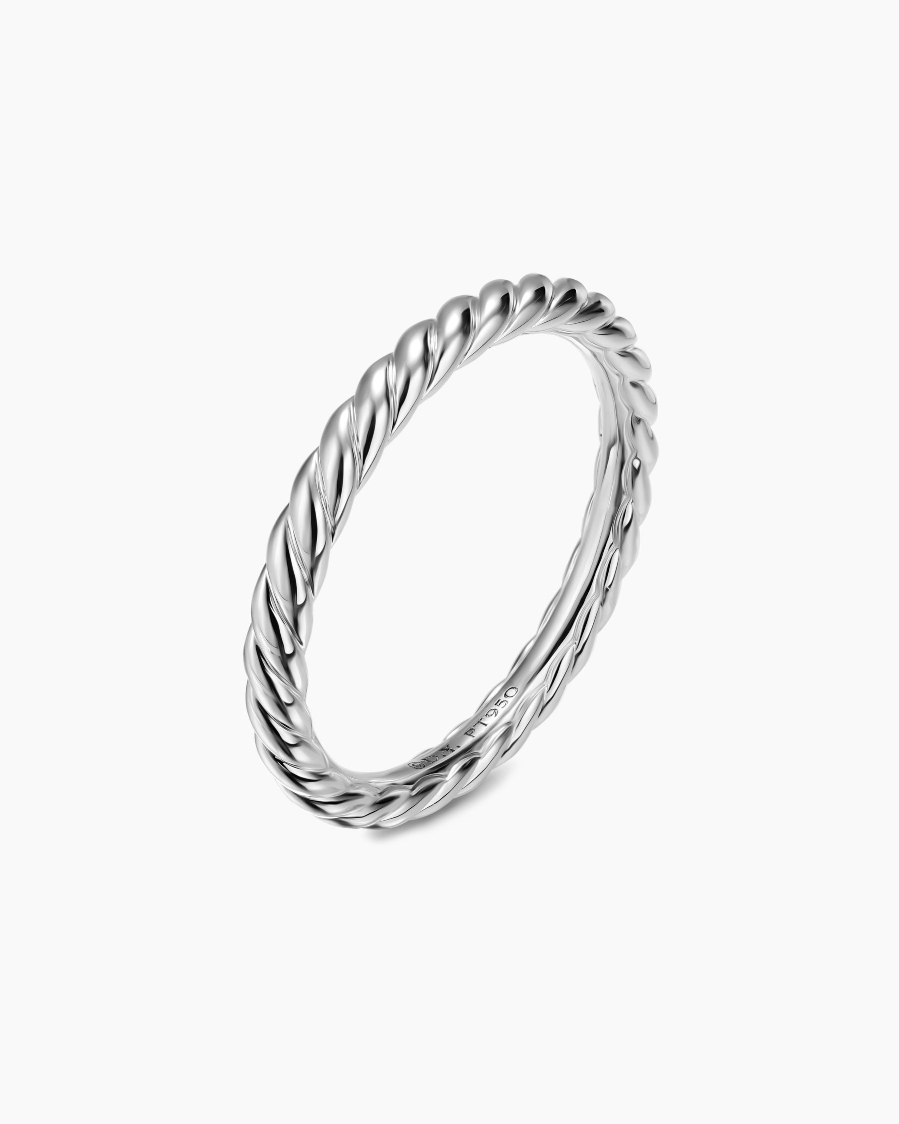 DY Cable Band Ring in Platinum, 2mm - Image 3