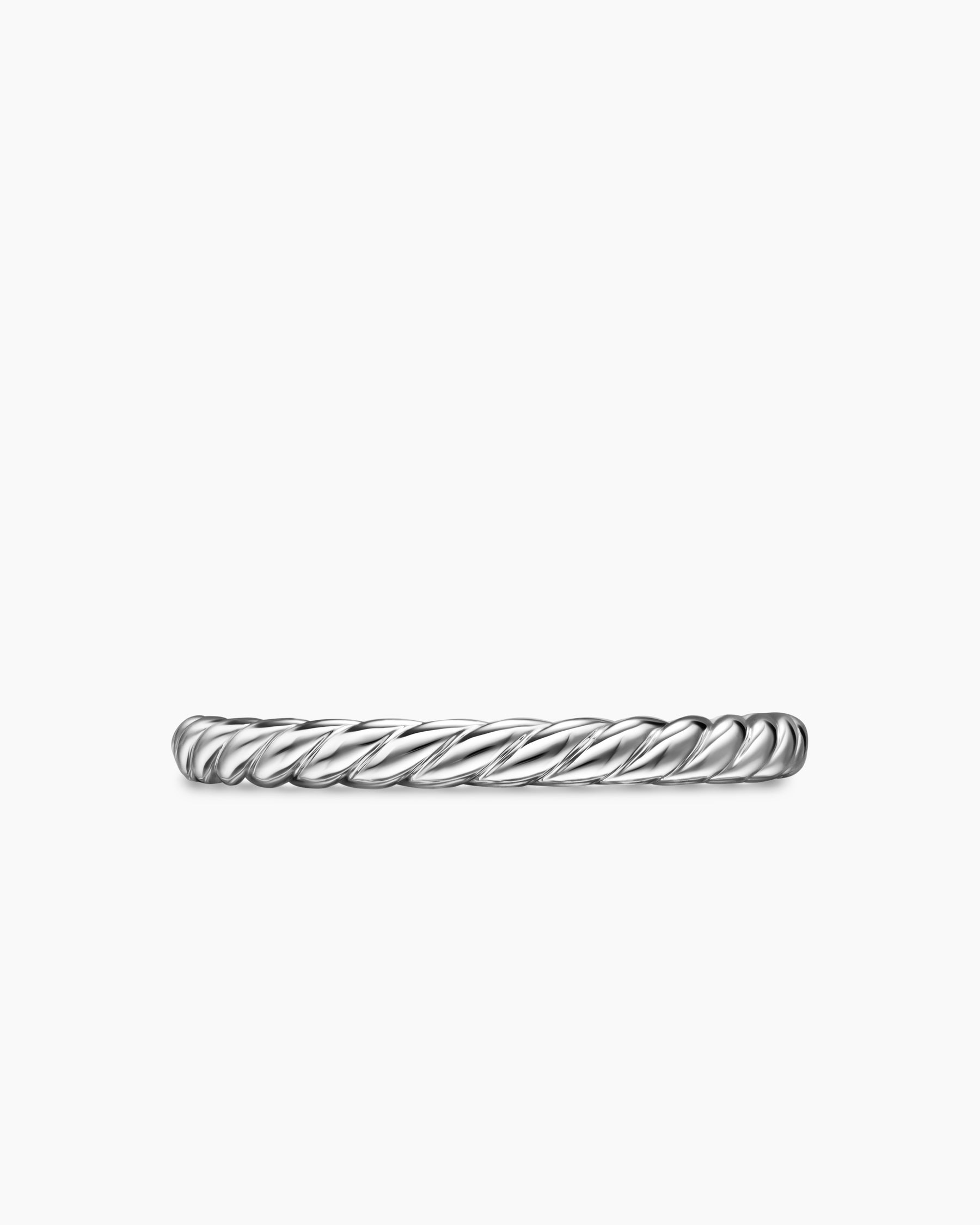 DY Cable Band Ring in Platinum, 2mm - Image 4