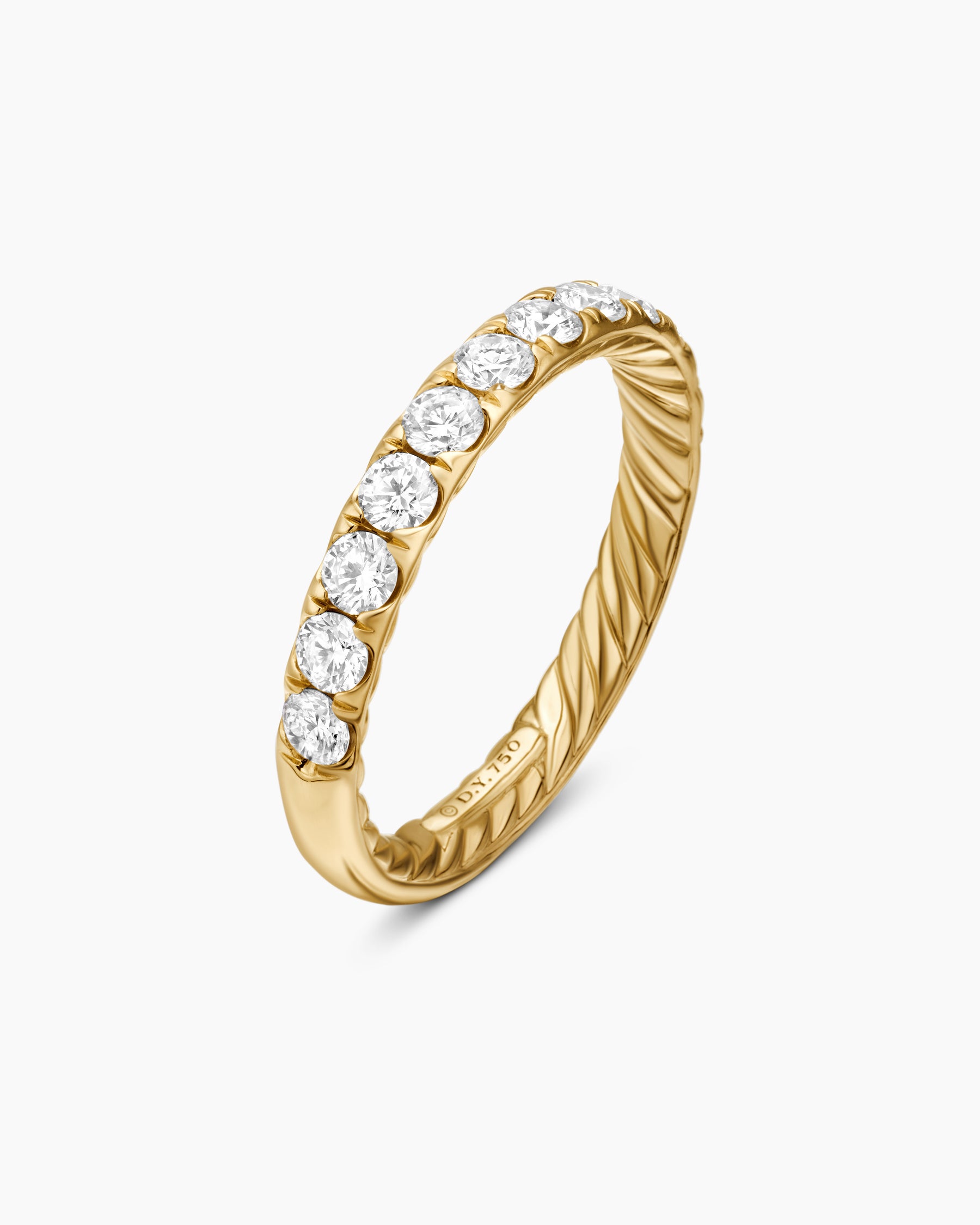 DY Eden Partway Band Ring in 18K Yellow Gold with Diamonds, 2.8mm - Image 3