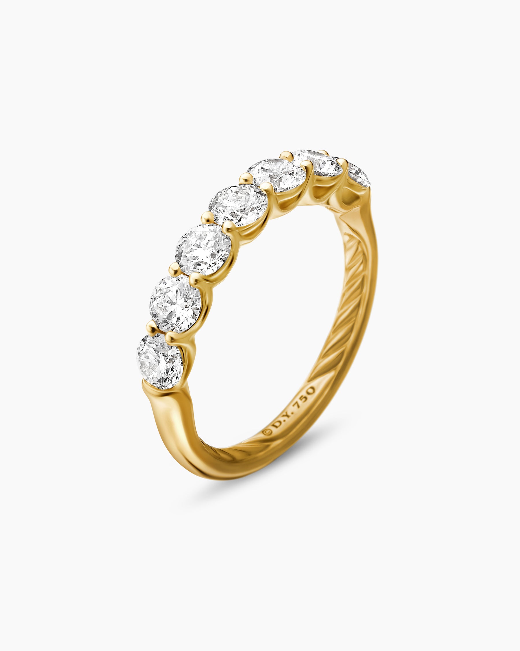 DY Eden Partway Band Ring in 18K Yellow Gold with Diamonds, 2.5mm - Image 3