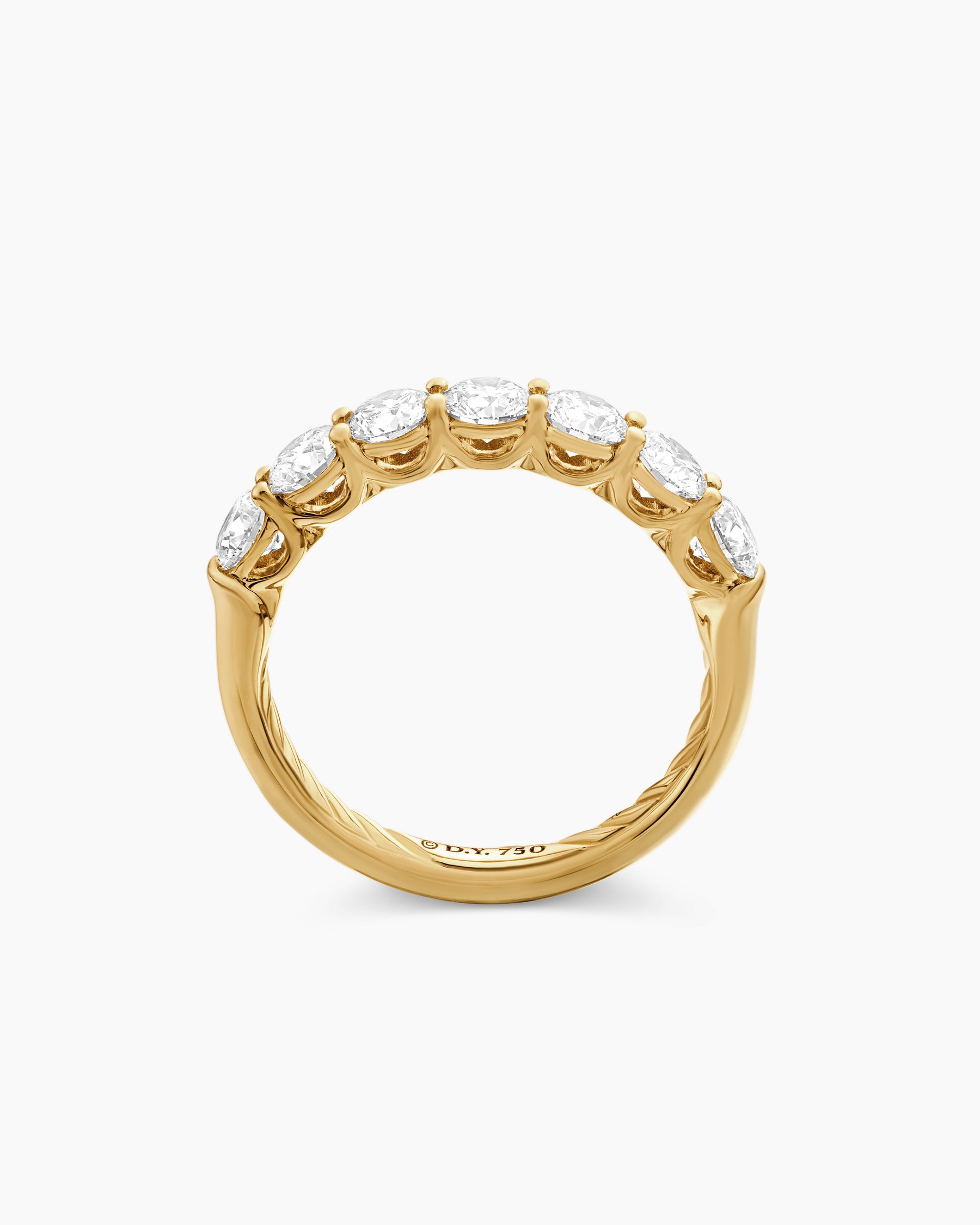 DY Eden Partway Band Ring in 18K Yellow Gold with Diamonds, 2.5mm - Image 5